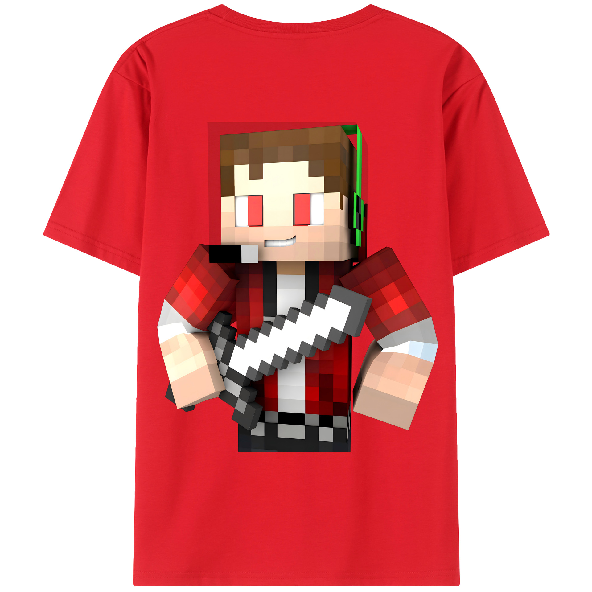 （画像用） マインクラフト ブロックの世界 Minecraft MC Block world 綿100％ メンズ半袖Tシャツ（バックプリント） 通気性