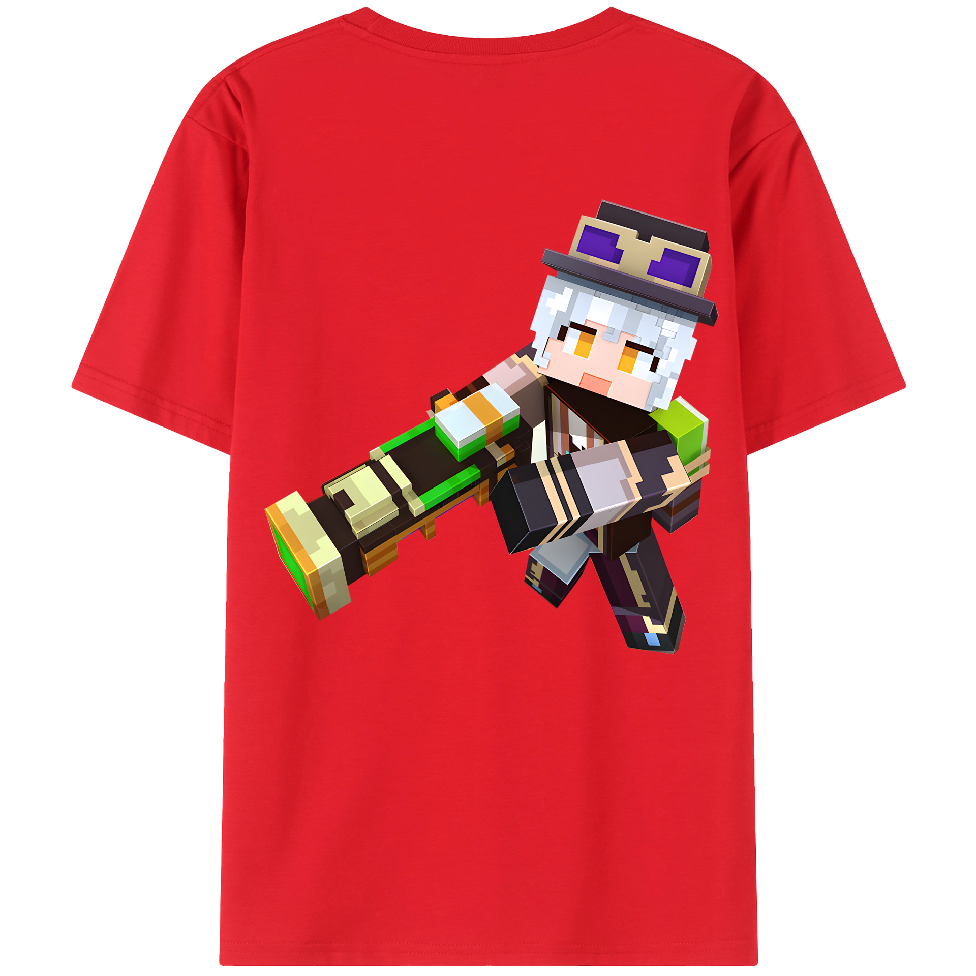 （画像用） マインクラフト ブロックの世界 Minecraft MC Block world 綿100％ メンズ半袖Tシャツ（バックプリント） 通気性