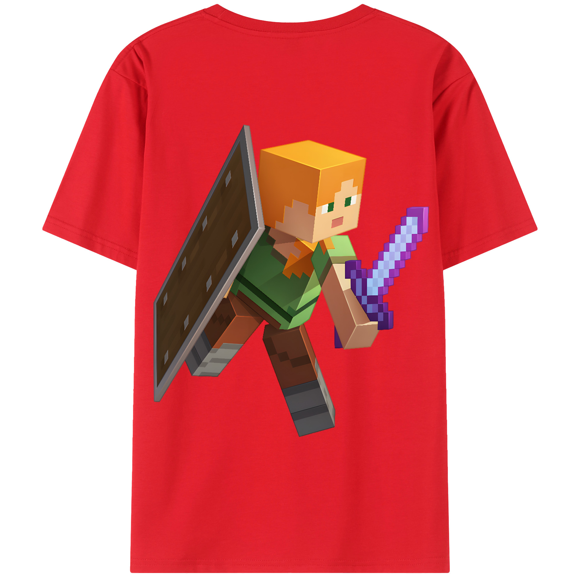（画像用） マインクラフト ブロックの世界 Minecraft MC Block world 綿100％ メンズ半袖Tシャツ（バックプリント） 通気性
