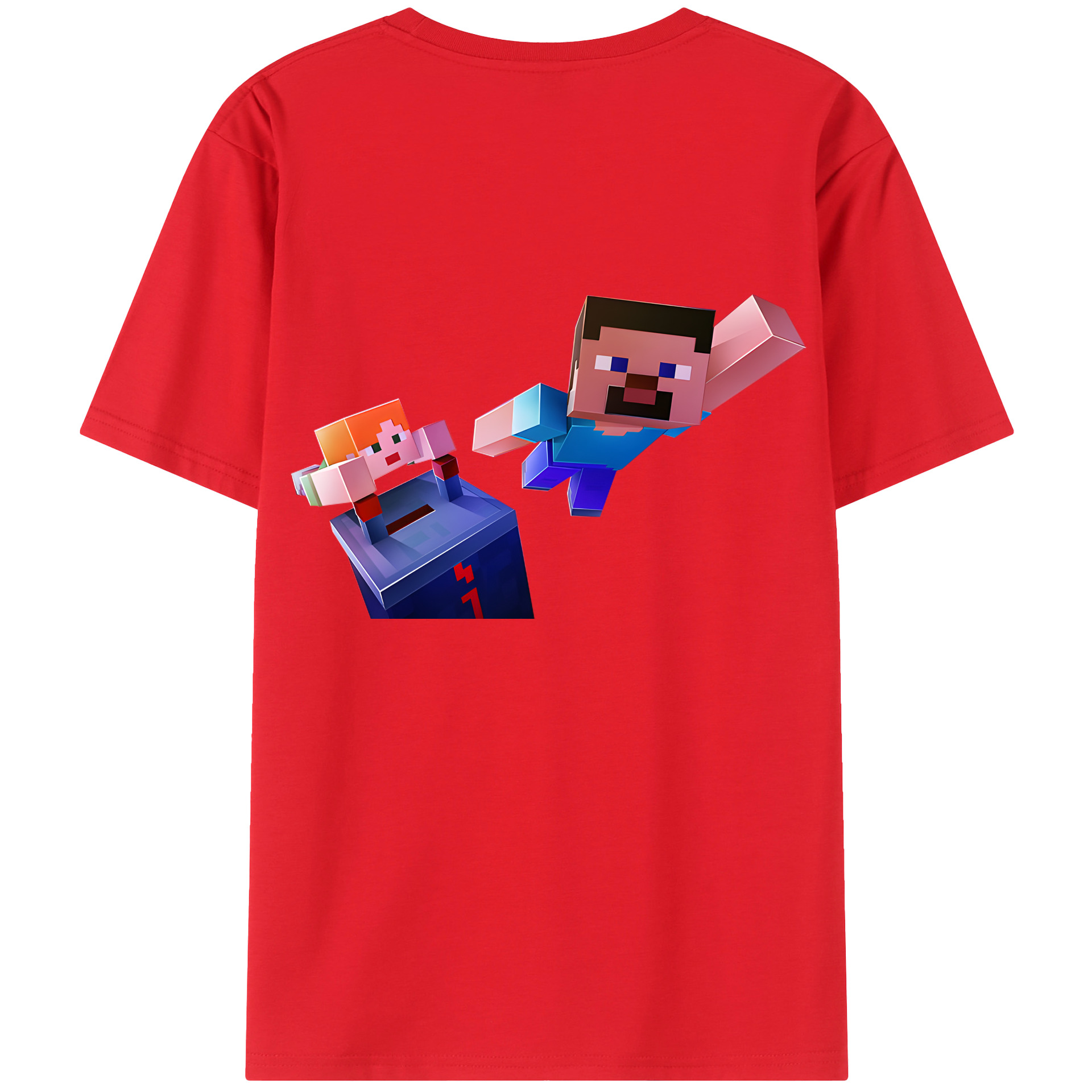 （画像用） マインクラフト ブロックの世界 Minecraft MC Block world 綿100％ メンズ半袖Tシャツ（バックプリント） 通気性