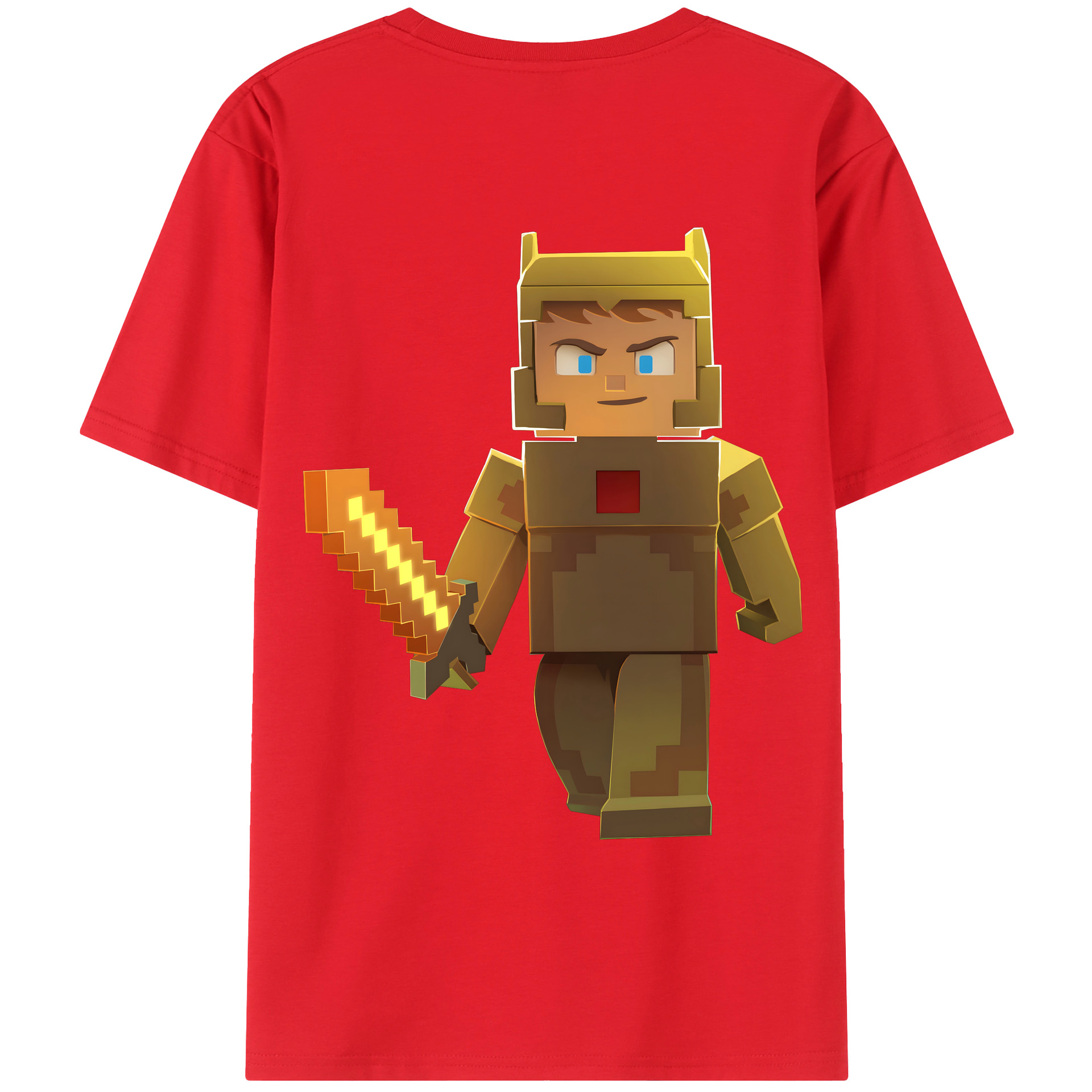 （画像用） マインクラフト ブロックの世界 Minecraft MC Block world 綿100％ メンズ半袖Tシャツ（バックプリント） 通気性