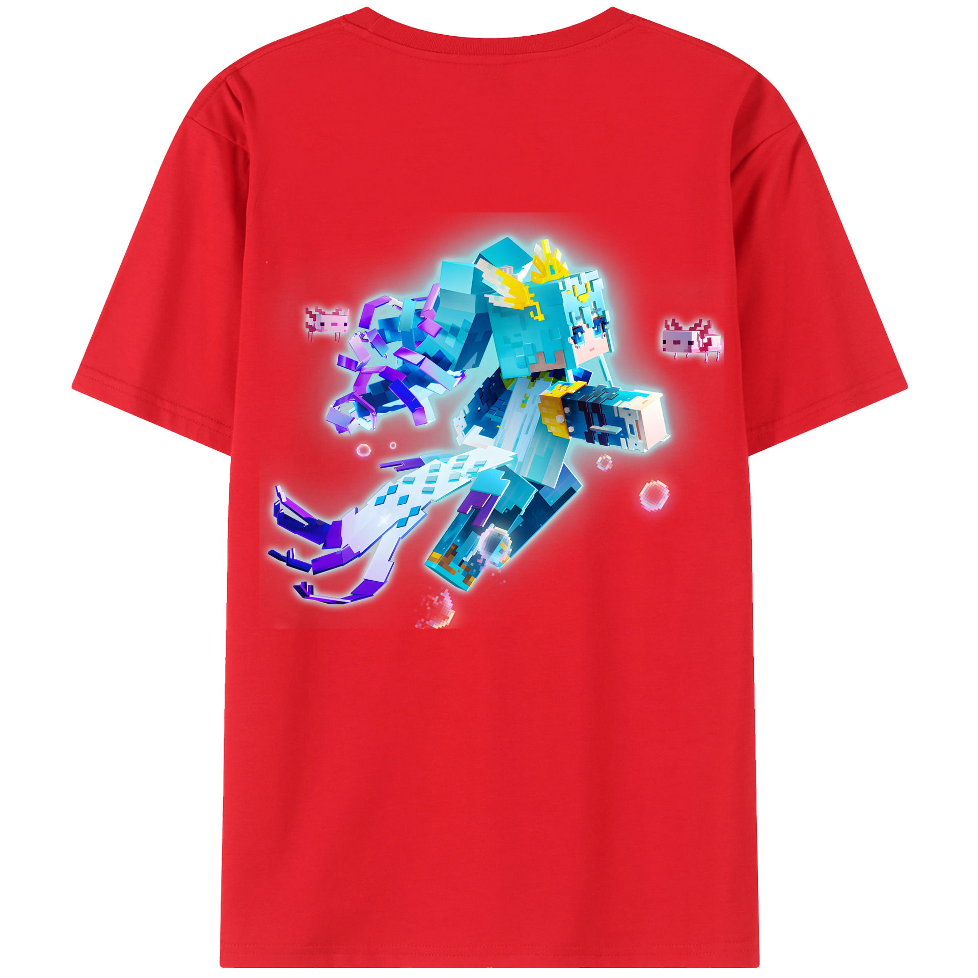 （画像用） マインクラフト ブロックの世界 Minecraft MC Block world 綿100％ メンズ半袖Tシャツ（バックプリント） 通気性