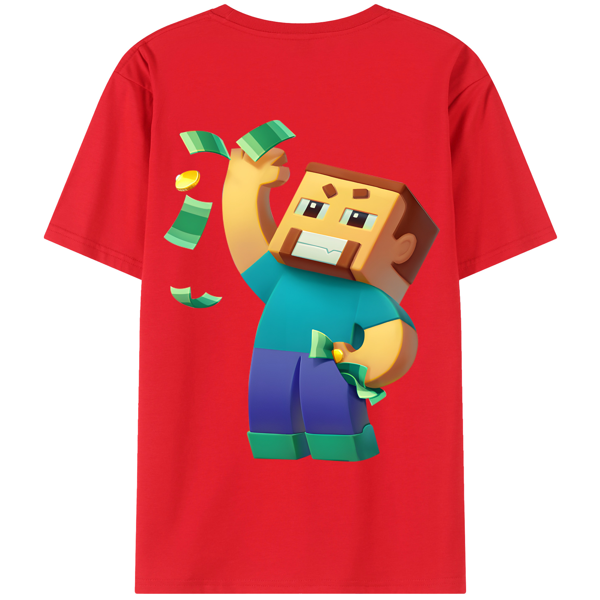 （画像用） マインクラフト ブロックの世界 Minecraft MC Block world 綿100％ メンズ半袖Tシャツ（バックプリント） 通気性