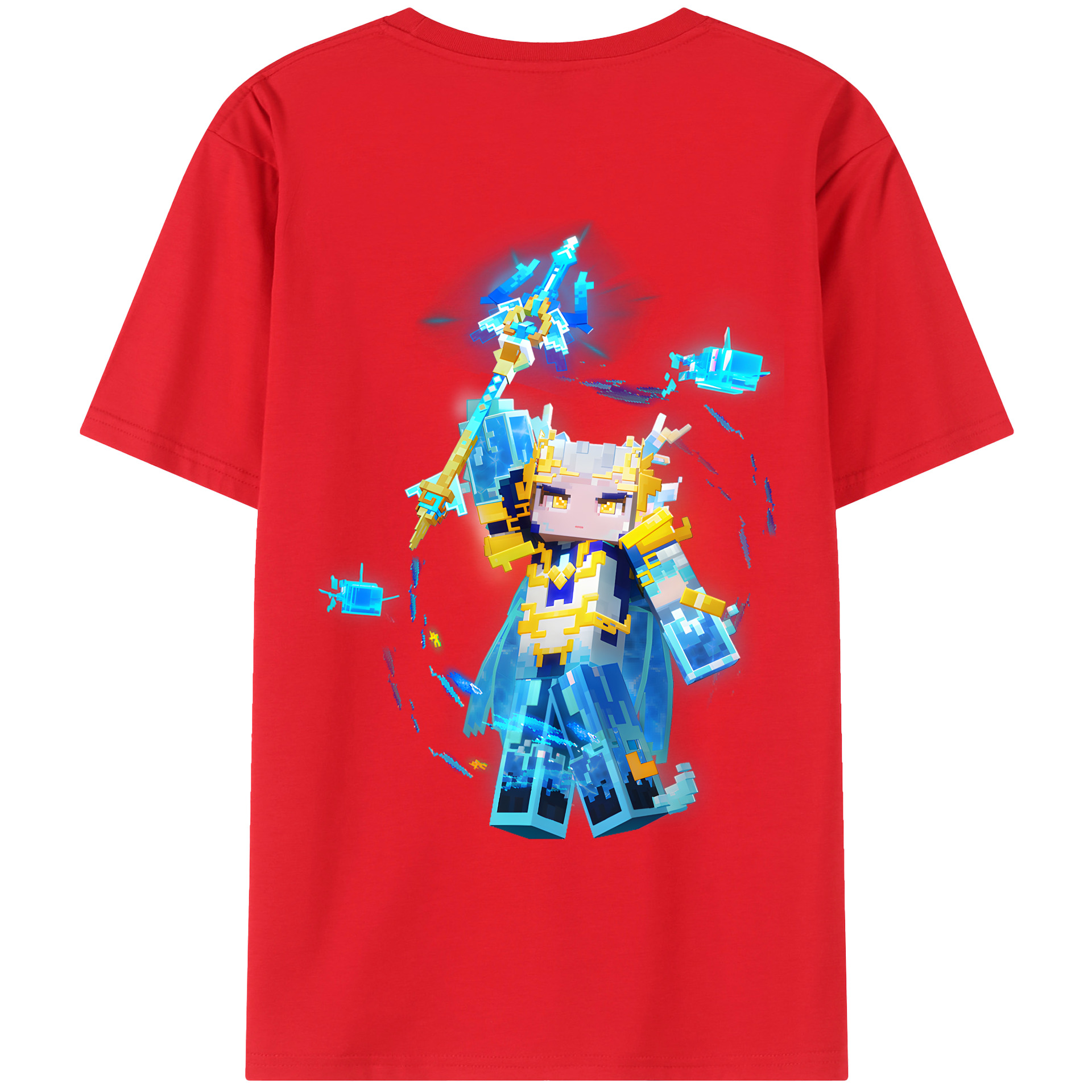 （画像用） マインクラフト ブロックの世界 Minecraft MC Block world 綿100％ メンズ半袖Tシャツ（バックプリント） 通気性