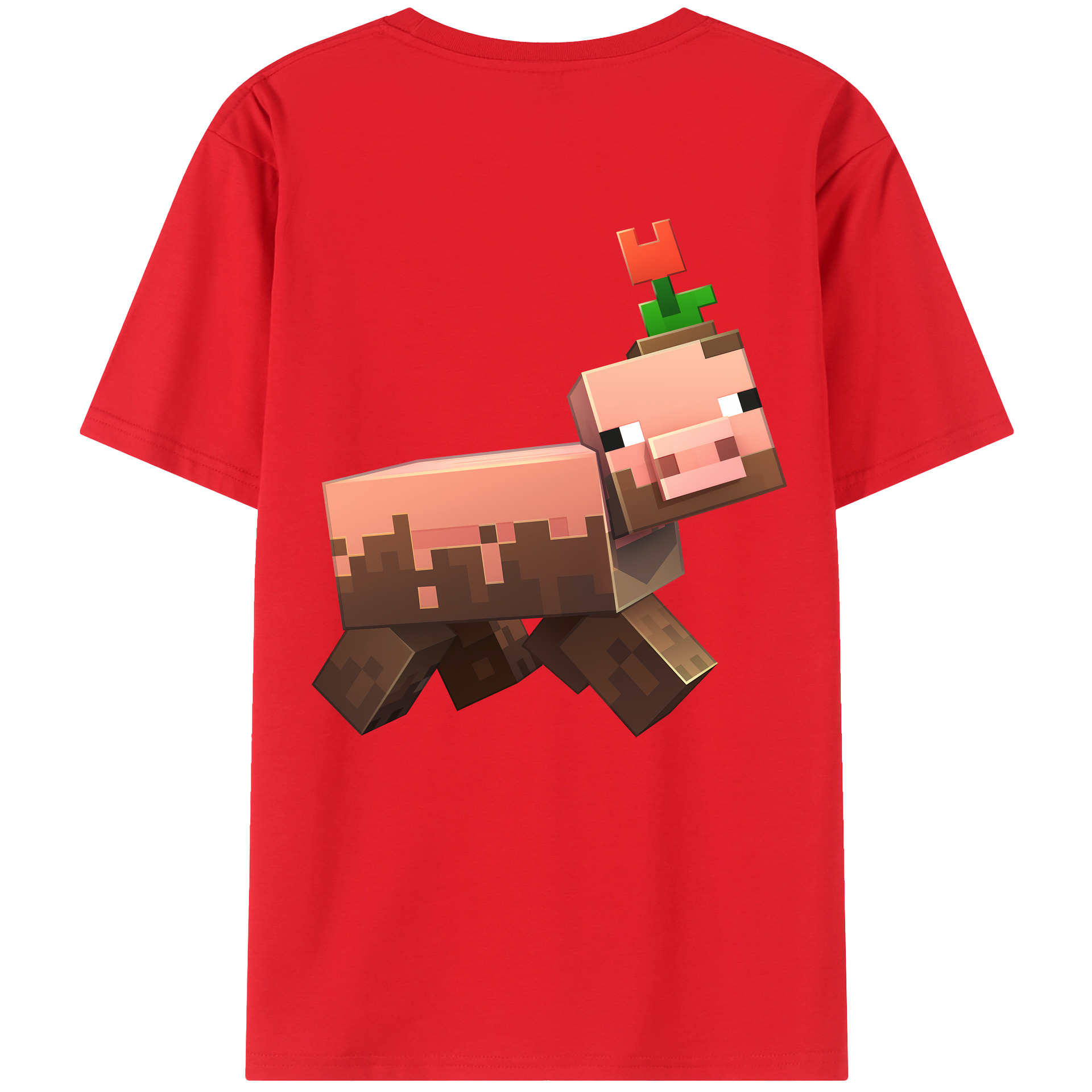 （画像用） マインクラフト ブロックの世界 Minecraft MC Block world 綿100％ メンズ半袖Tシャツ（バックプリント） 通気性