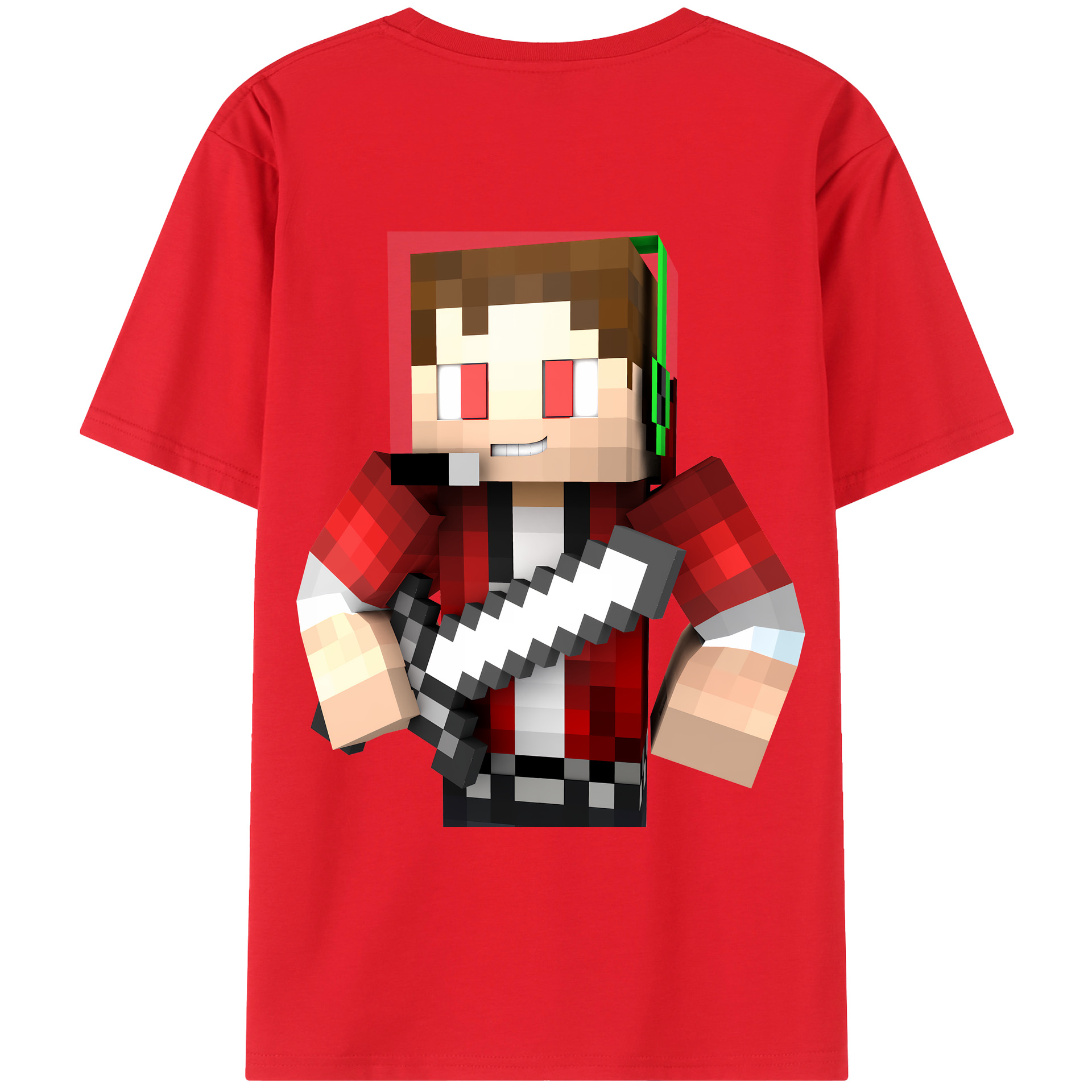 （画像用） マインクラフト ブロックの世界 Minecraft MC Block world 綿100％ メンズ半袖Tシャツ（バックプリント） 通気性