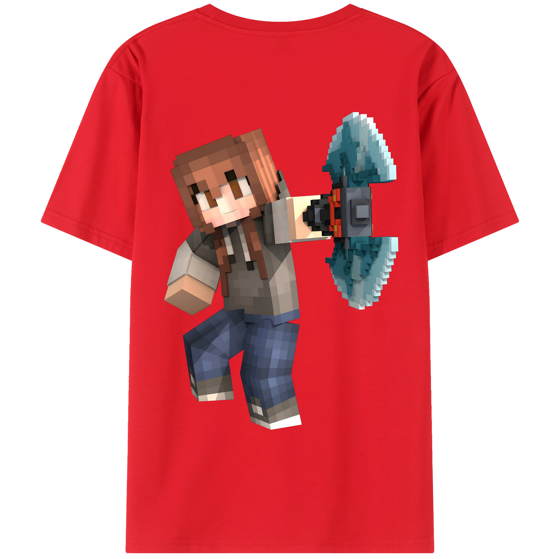 （画像用） マインクラフト ブロックの世界 Minecraft MC Block world 綿100％ メンズ半袖Tシャツ（バックプリント） 通気性