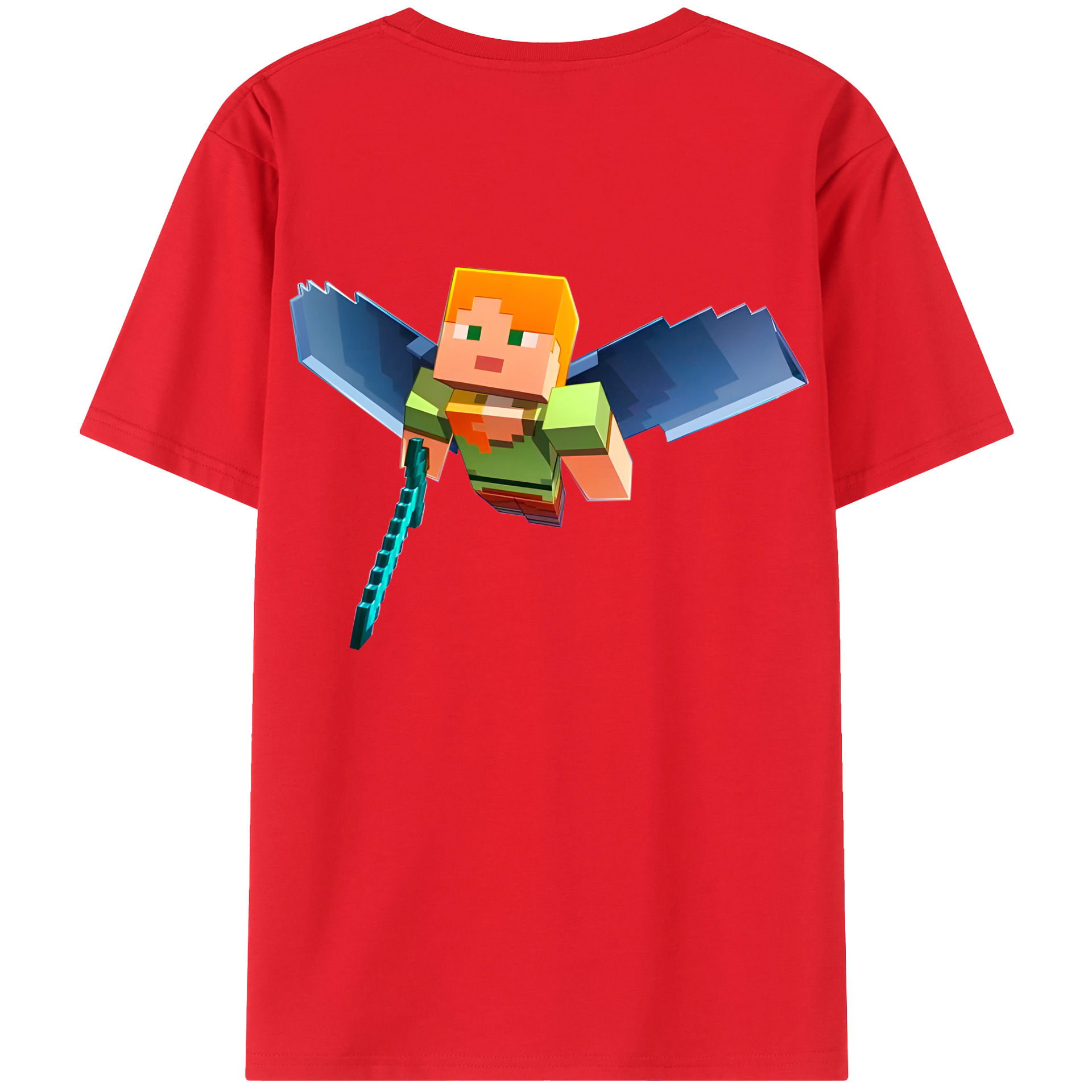 （画像用） マインクラフト ブロックの世界 Minecraft MC Block world 綿100％ メンズ半袖Tシャツ（バックプリント） 通気性