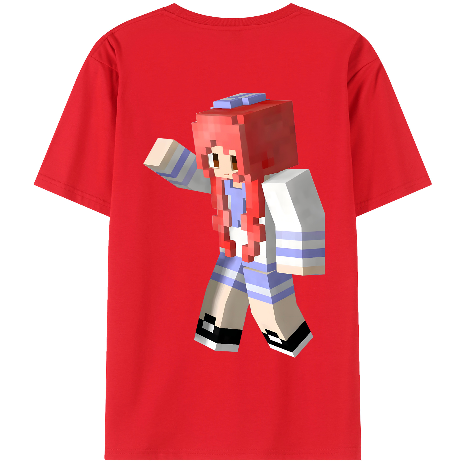 （画像用） マインクラフト ブロックの世界 Minecraft MC Block world 綿100％ メンズ半袖Tシャツ（バックプリント） 通気性