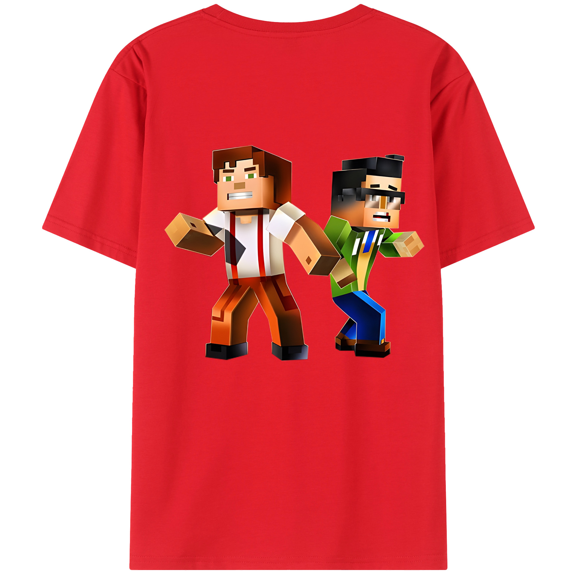 （画像用） マインクラフト ブロックの世界 Minecraft MC Block world 綿100％ メンズ半袖Tシャツ（バックプリント） 通気性