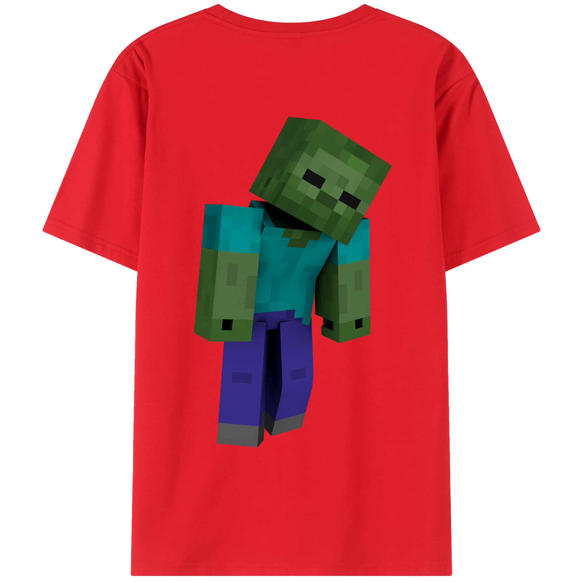 （画像用） マインクラフト ブロックの世界 Minecraft MC Block world 綿100％ メンズ半袖Tシャツ（バックプリント） 通気性