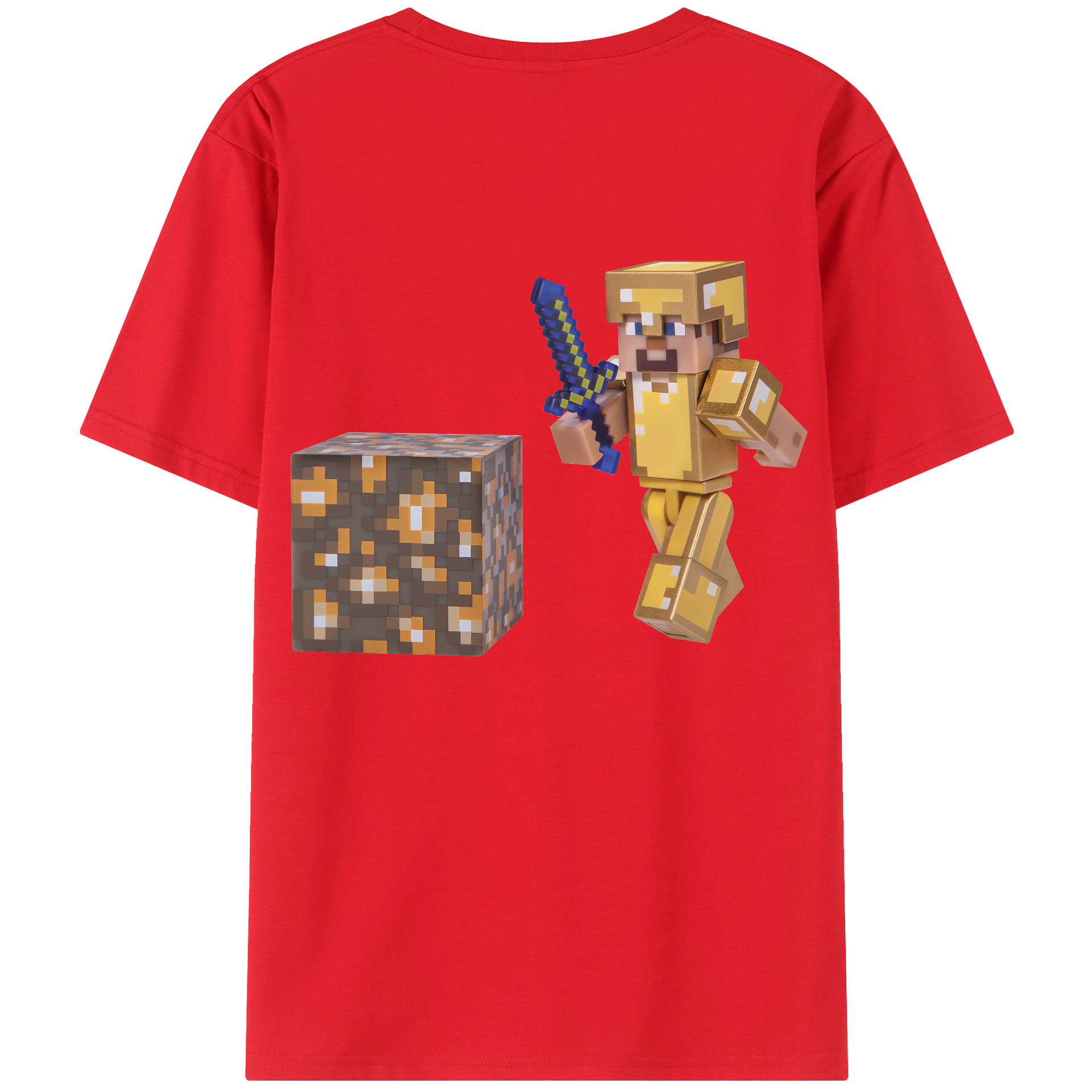 （画像用） マインクラフト ブロックの世界 Minecraft MC Block world 綿100％ メンズ半袖Tシャツ（バックプリント） 通気性
