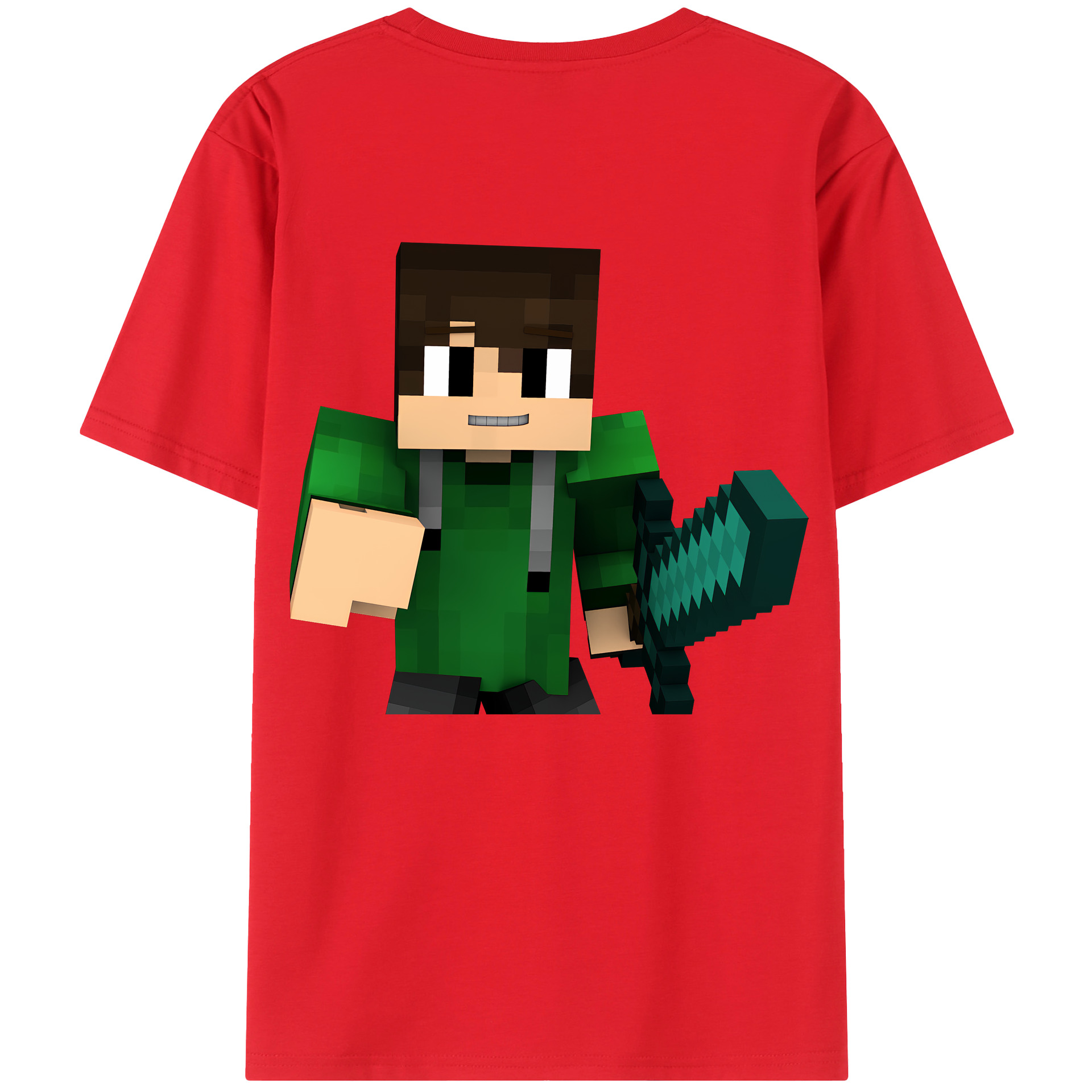 （画像用） マインクラフト ブロックの世界 Minecraft MC Block world 綿100％ メンズ半袖Tシャツ（バックプリント） 通気性