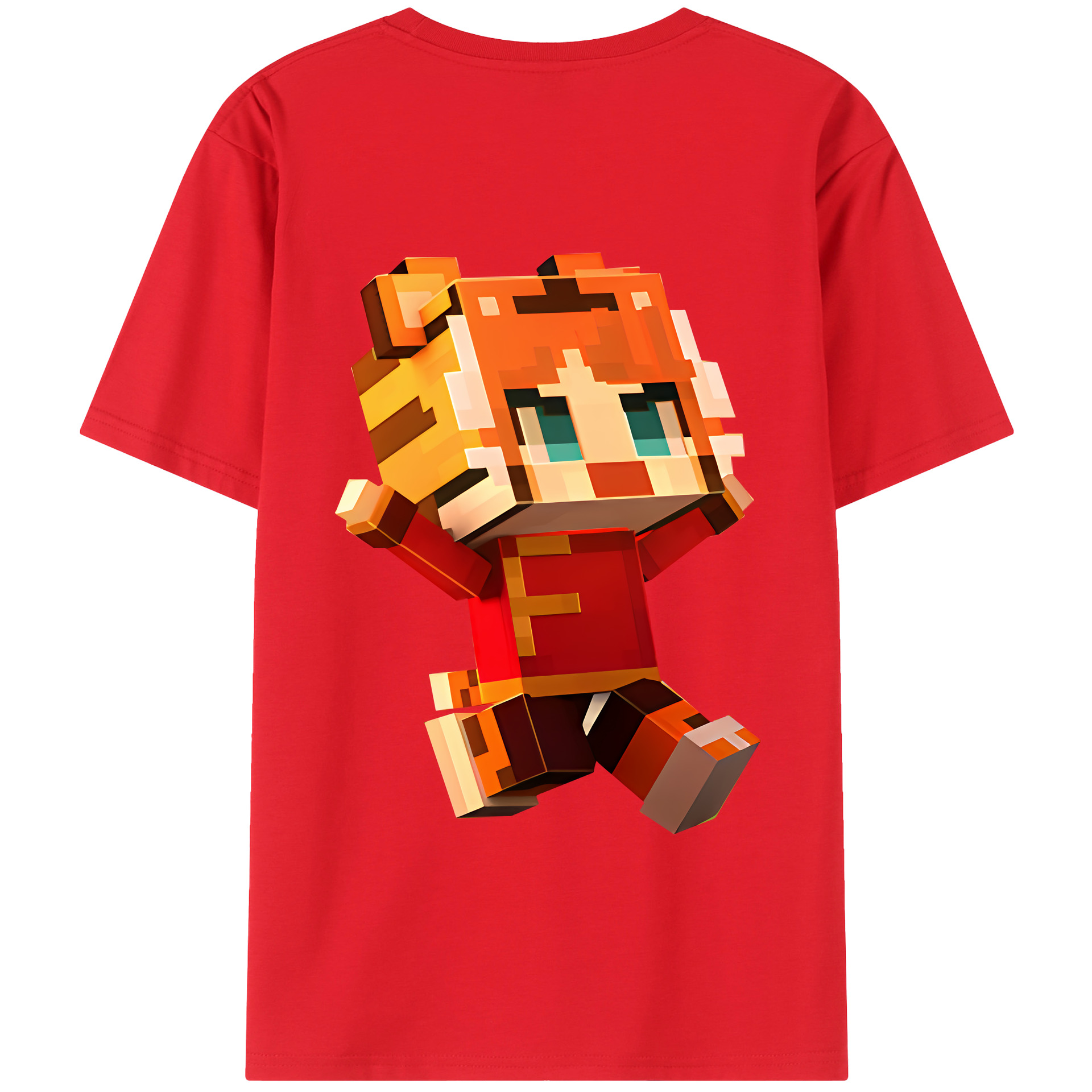 （画像用） マインクラフト ブロックの世界 Minecraft MC Block world 綿100％ メンズ半袖Tシャツ（バックプリント） 通気性