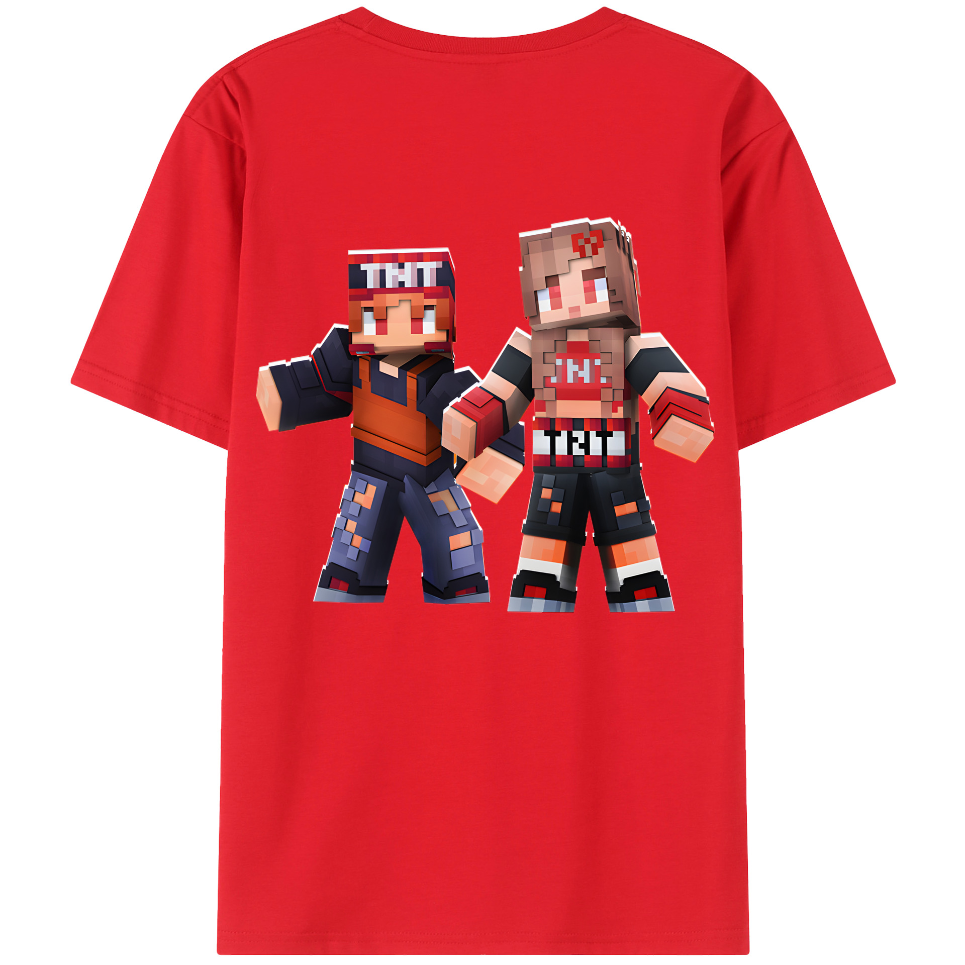（画像用） マインクラフト ブロックの世界 Minecraft MC Block world 綿100％ メンズ半袖Tシャツ（バックプリント） 通気性