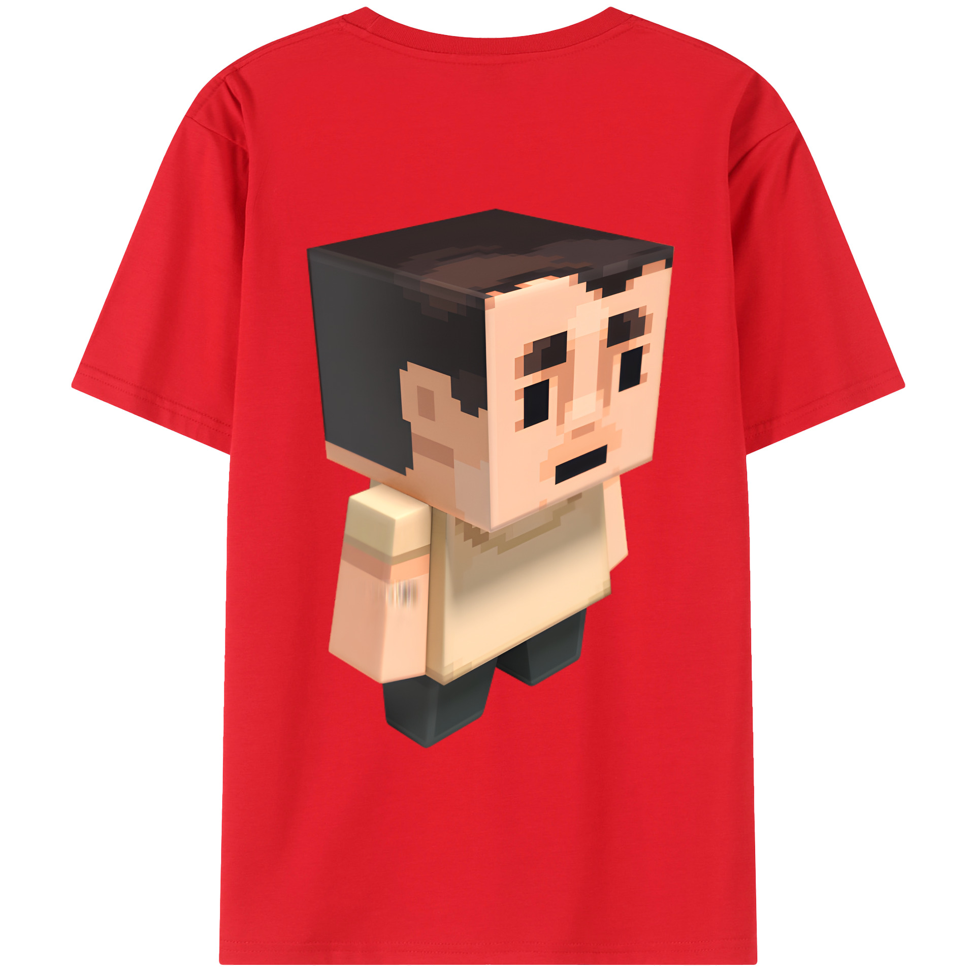 （画像用） マインクラフト ブロックの世界 Minecraft MC Block world 綿100％ メンズ半袖Tシャツ（バックプリント） 通気性