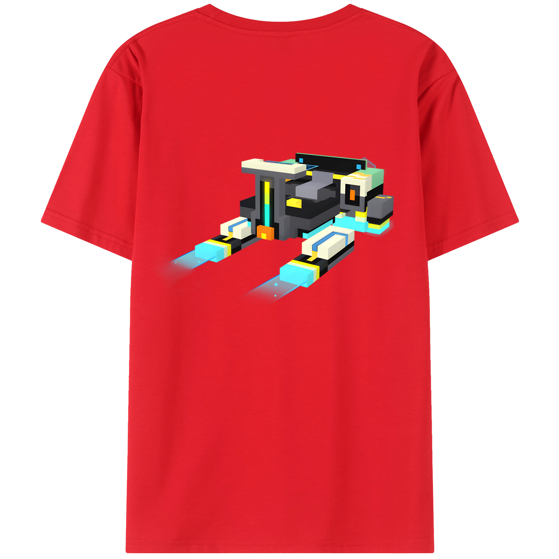 （画像用） マインクラフト ブロックの世界 Minecraft MC Block world 綿100％ メンズ半袖Tシャツ（バックプリント） 通気性