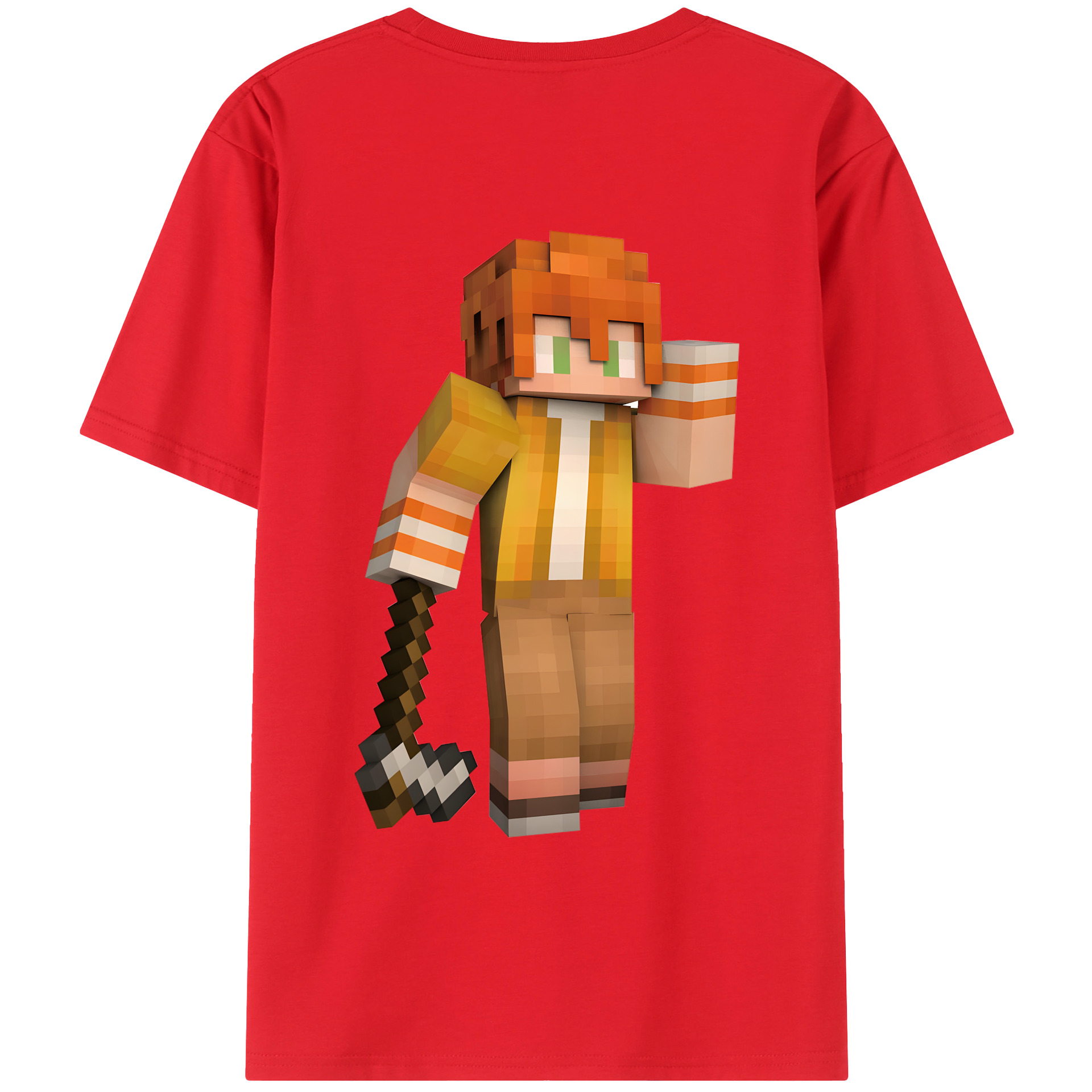 （画像用） マインクラフト ブロックの世界 Minecraft MC Block world 綿100％ メンズ半袖Tシャツ（バックプリント） 通気性
