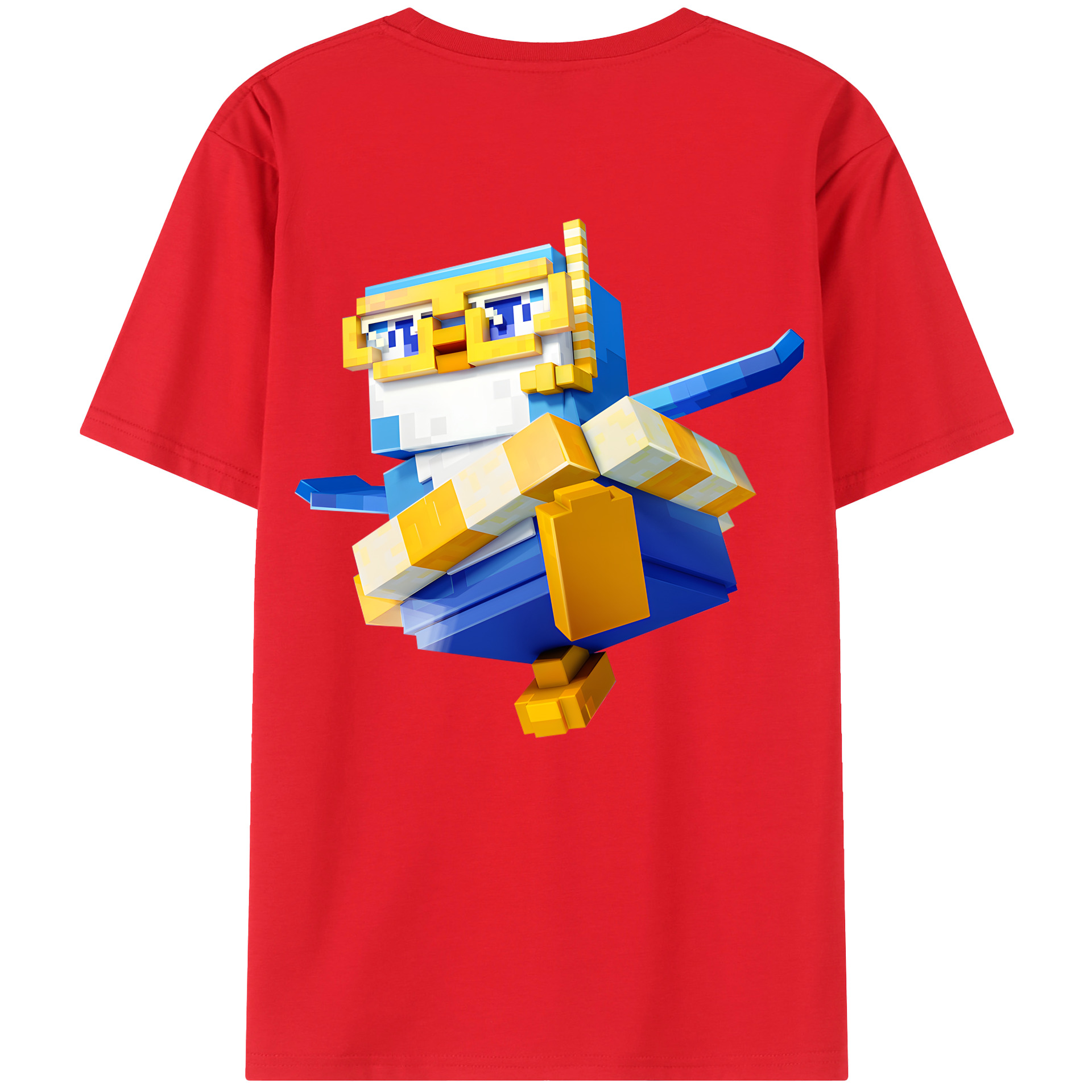 （画像用） マインクラフト ブロックの世界 Minecraft MC Block world 綿100％ メンズ半袖Tシャツ（バックプリント） 通気性