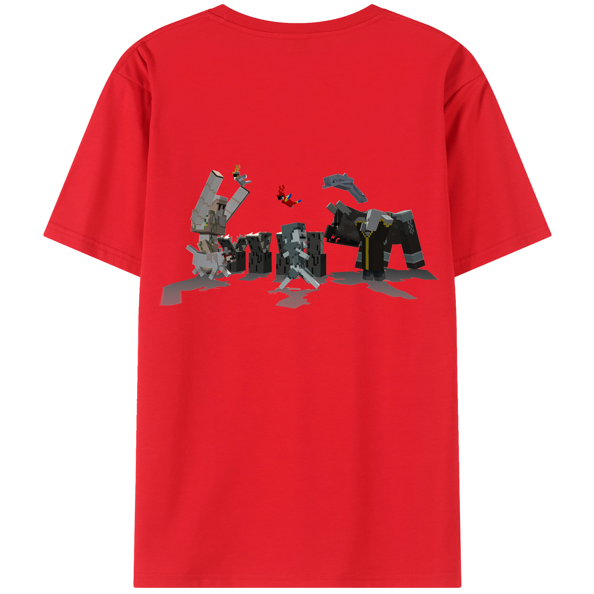 （画像用） マインクラフト ブロックの世界 Minecraft MC Block world 綿100％ メンズ半袖Tシャツ（バックプリント） 通気性