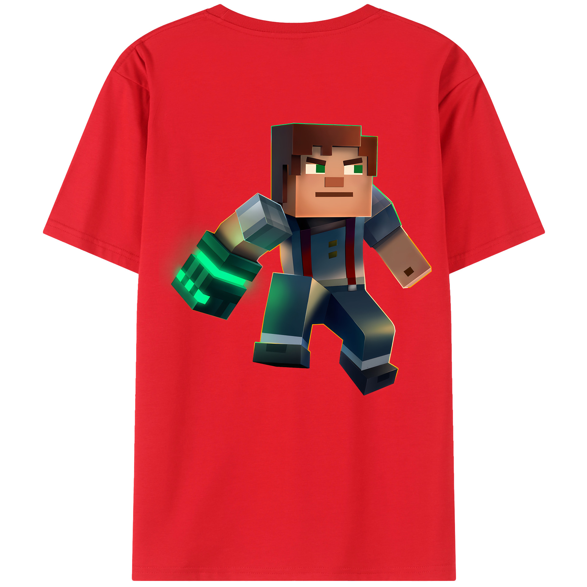 （画像用） マインクラフト ブロックの世界 Minecraft MC Block world 綿100％ メンズ半袖Tシャツ（バックプリント） 通気性