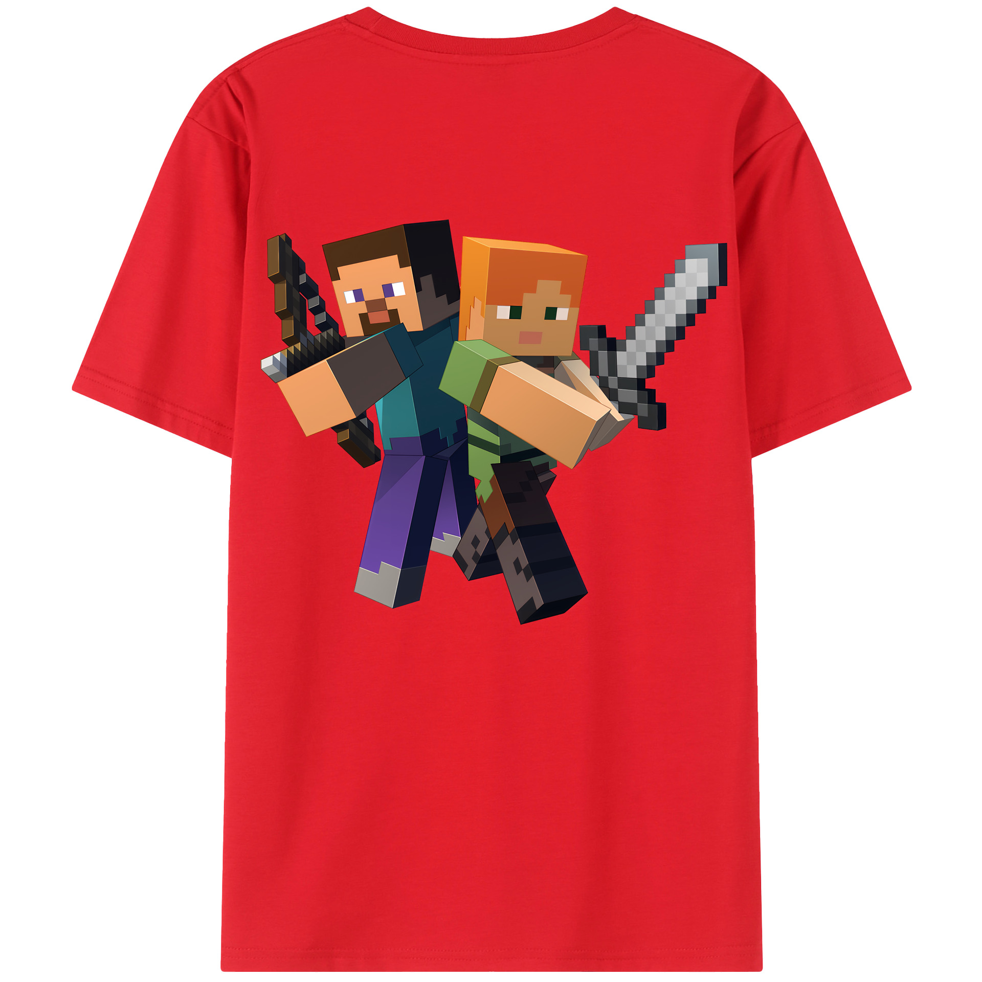 （画像用） マインクラフト ブロックの世界 Minecraft MC Block world 綿100％ メンズ半袖Tシャツ（バックプリント） 通気性