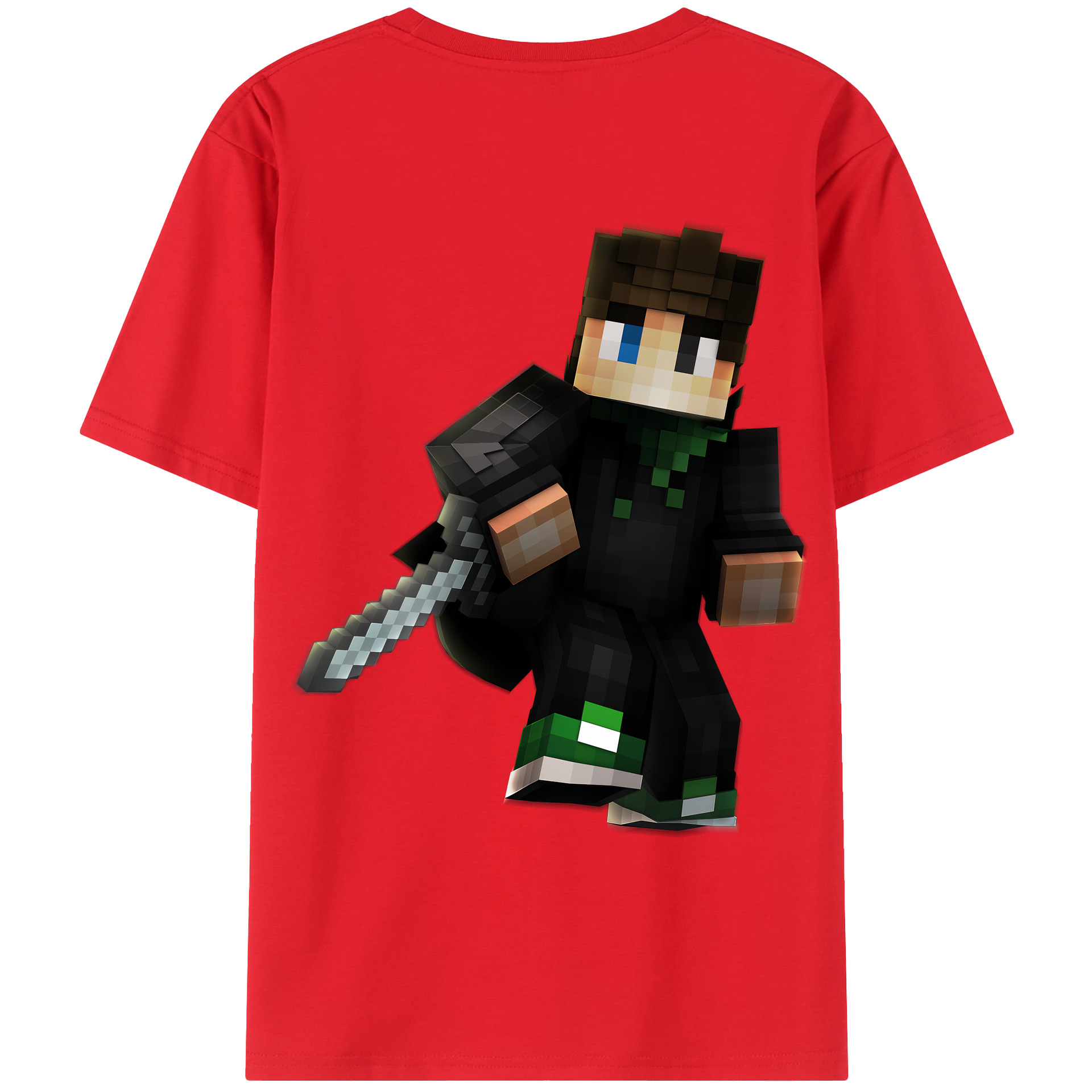 （画像用） マインクラフト ブロックの世界 Minecraft MC Block world 綿100％ メンズ半袖Tシャツ（バックプリント） 通気性