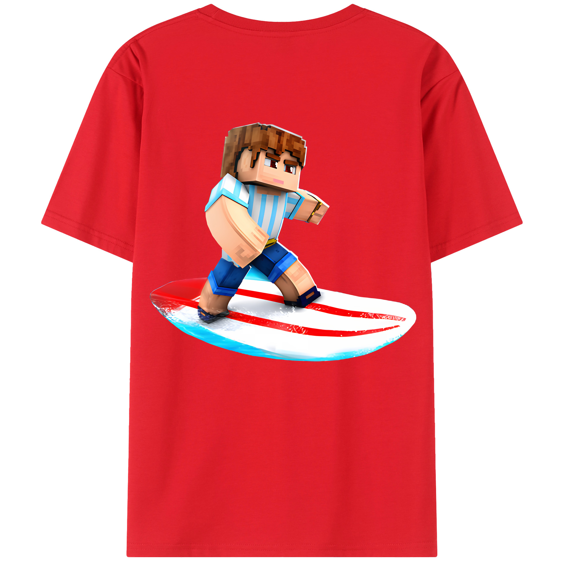（画像用） マインクラフト ブロックの世界 Minecraft MC Block world 綿100％ メンズ半袖Tシャツ（バックプリント） 通気性