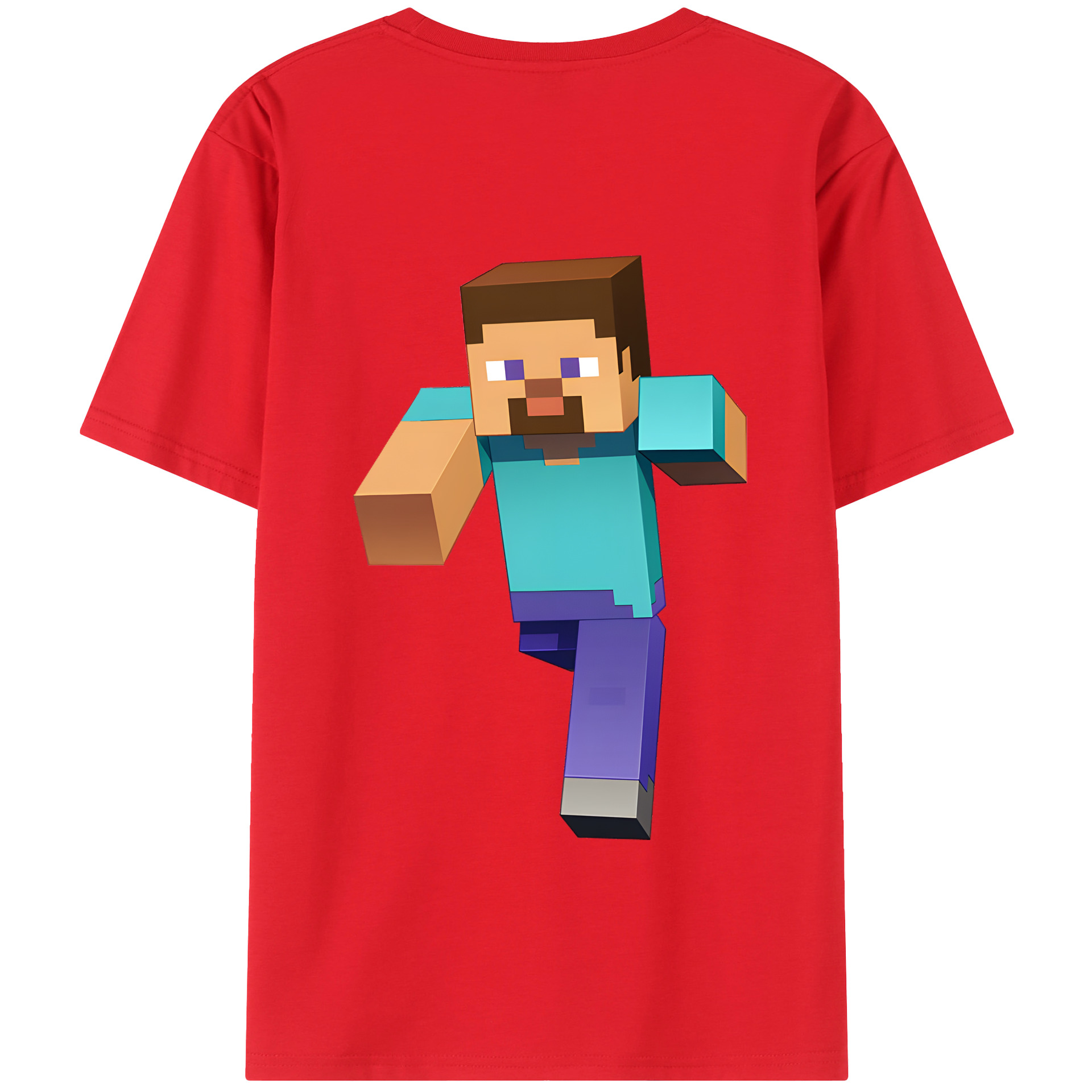 （画像用） マインクラフト ブロックの世界 Minecraft MC Block world 綿100％ メンズ半袖Tシャツ（バックプリント） 通気性