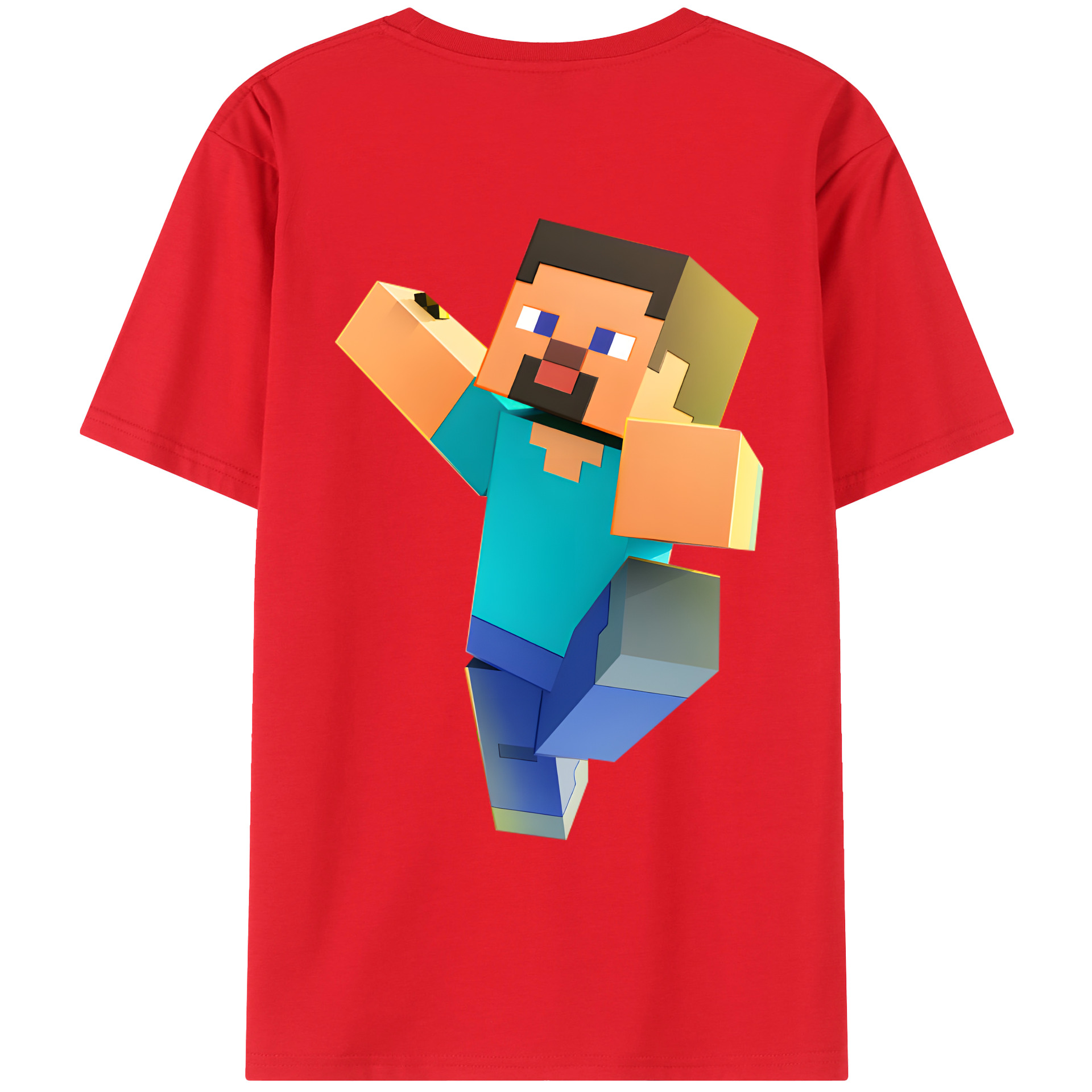 （画像用） マインクラフト ブロックの世界 Minecraft MC Block world 綿100％ メンズ半袖Tシャツ（バックプリント） 通気性