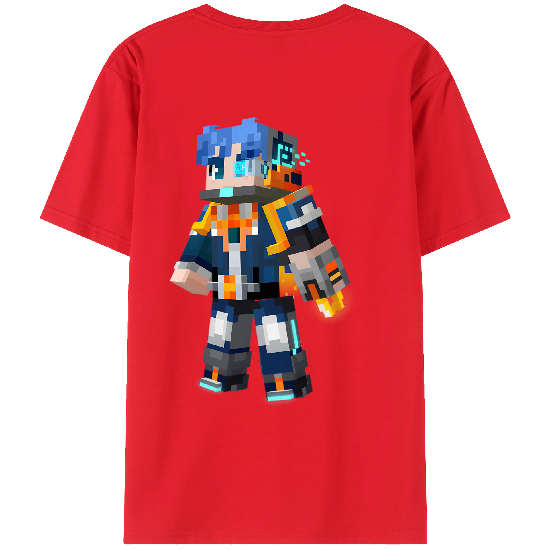（画像用） マインクラフト ブロックの世界 Minecraft MC Block world 綿100％ メンズ半袖Tシャツ（バックプリント） 通気性