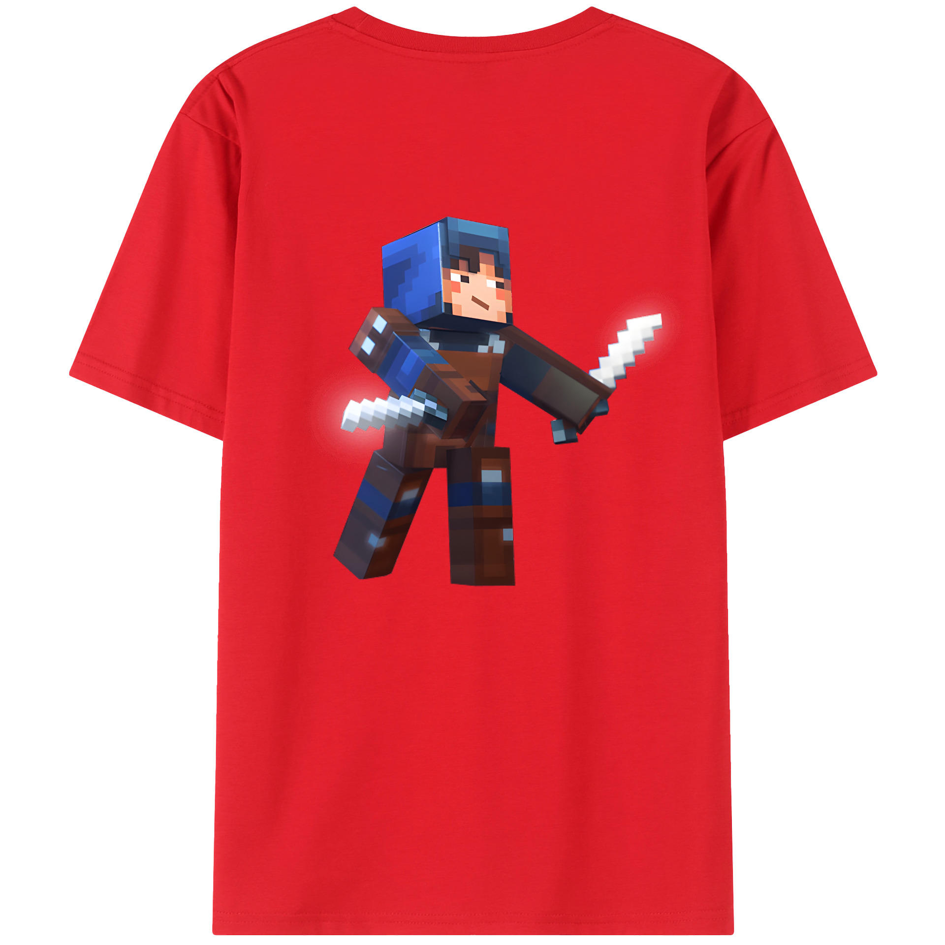 （画像用） マインクラフト ブロックの世界 Minecraft MC Block world 綿100％ メンズ半袖Tシャツ（バックプリント） 通気性
