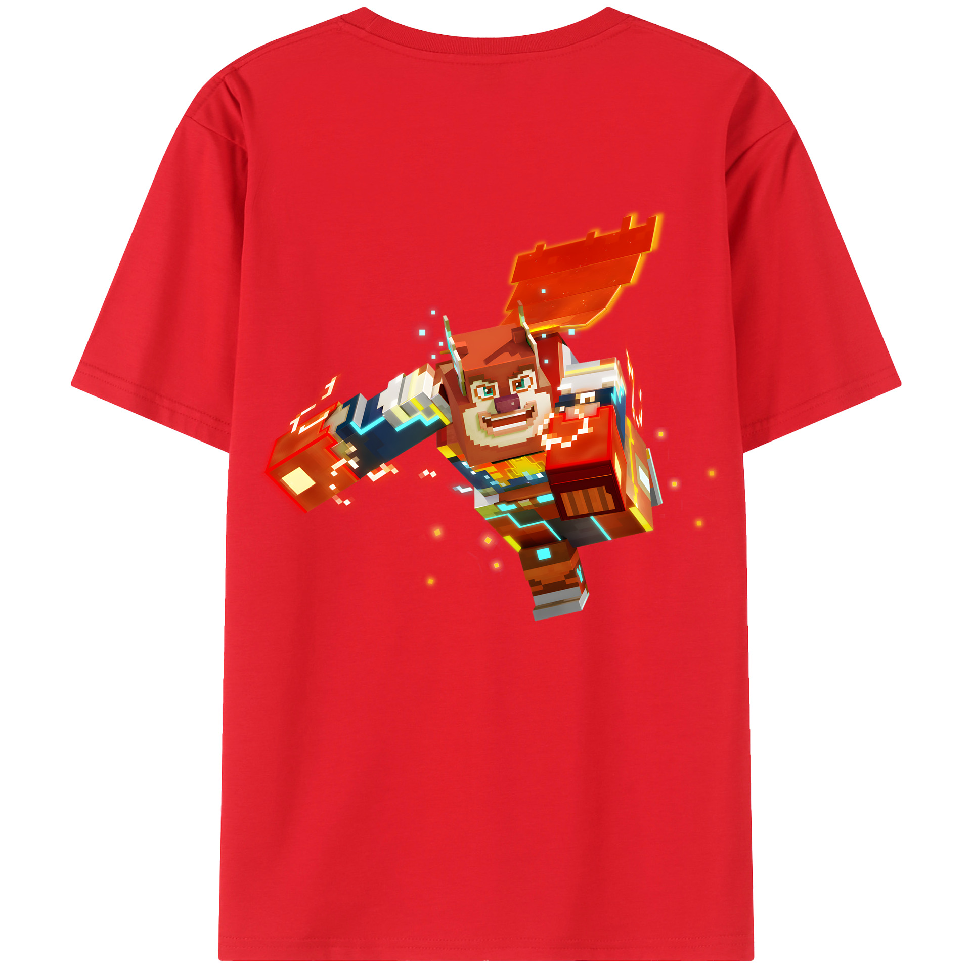 （画像用） マインクラフト ブロックの世界 Minecraft MC Block world 綿100％ メンズ半袖Tシャツ（バックプリント） 通気性