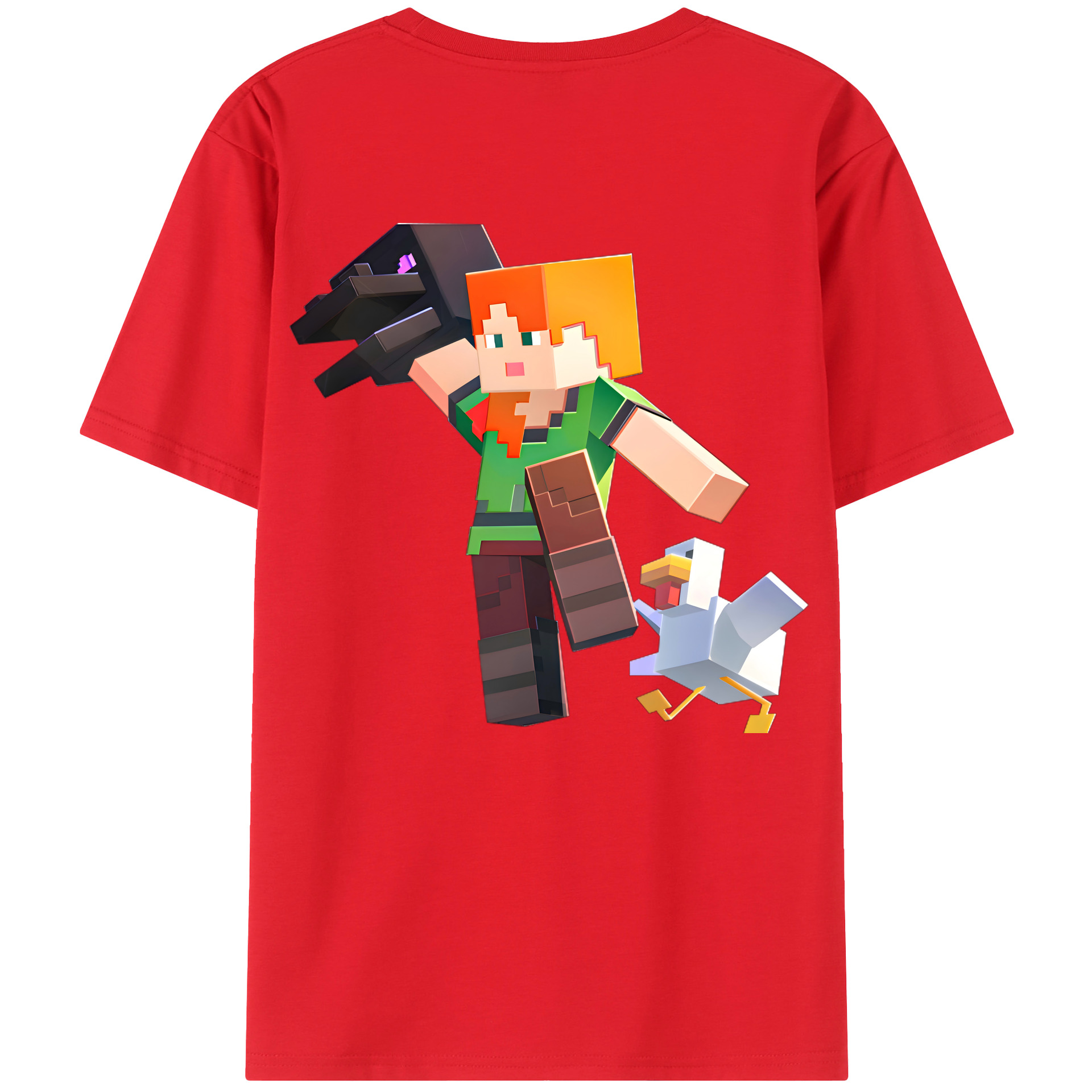 （画像用） マインクラフト ブロックの世界 Minecraft MC Block world 綿100％ メンズ半袖Tシャツ（バックプリント） 通気性