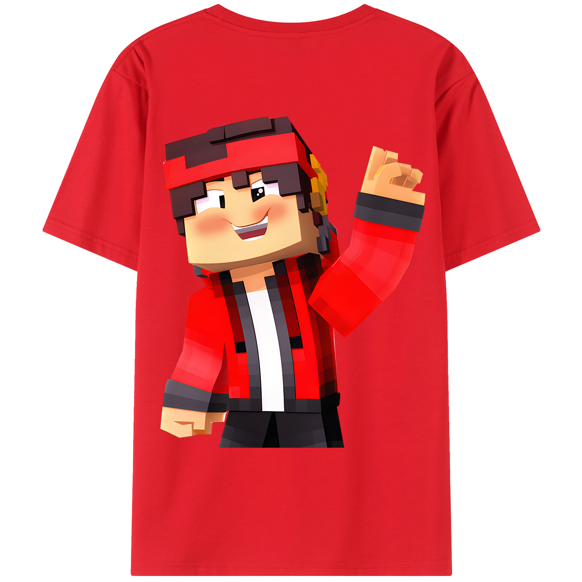 （画像用） マインクラフト ブロックの世界 Minecraft MC Block world 綿100％ メンズ半袖Tシャツ（バックプリント） 通気性
