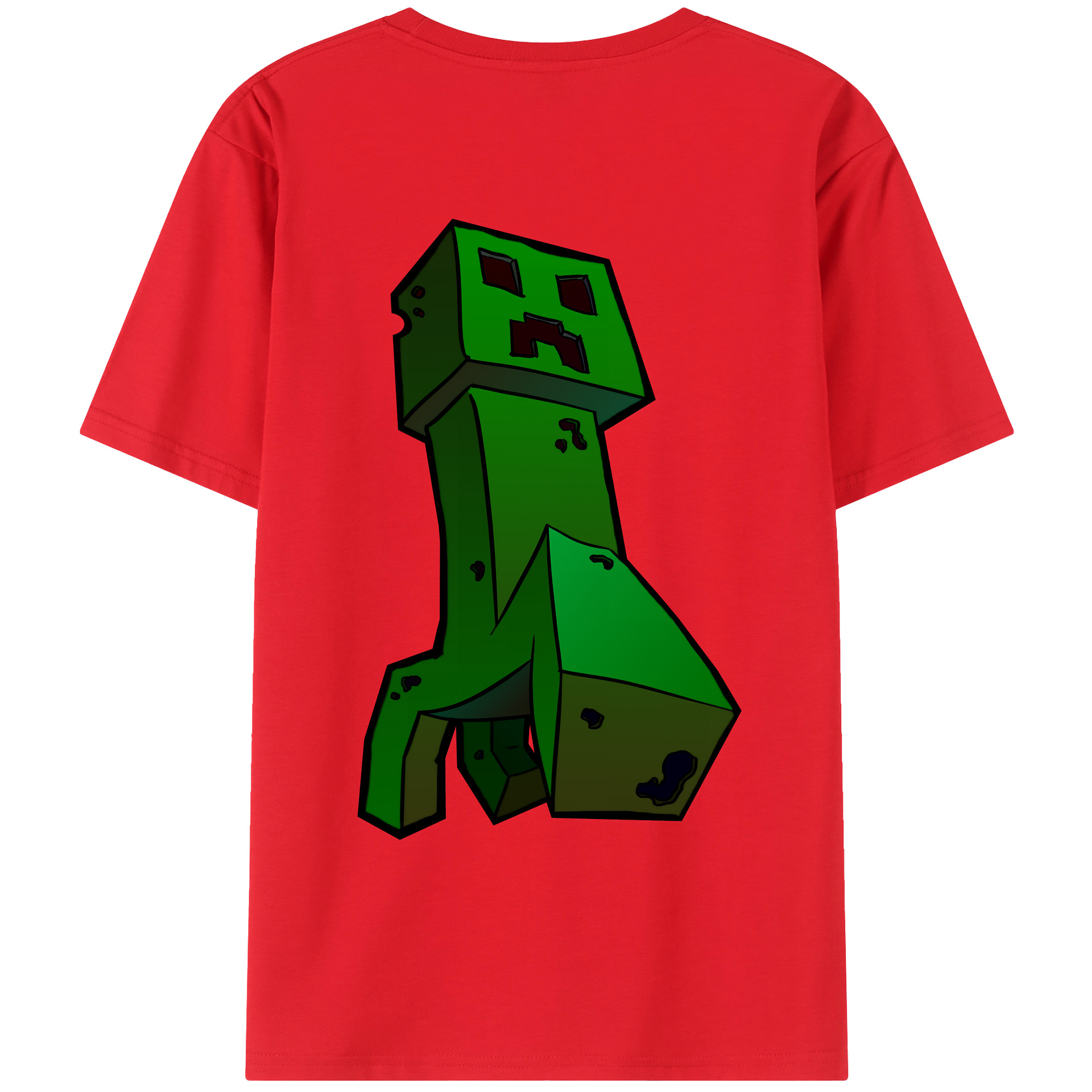 （画像用） マインクラフト ブロックの世界 Minecraft MC Block world 綿100％ メンズ半袖Tシャツ（バックプリント） 通気性