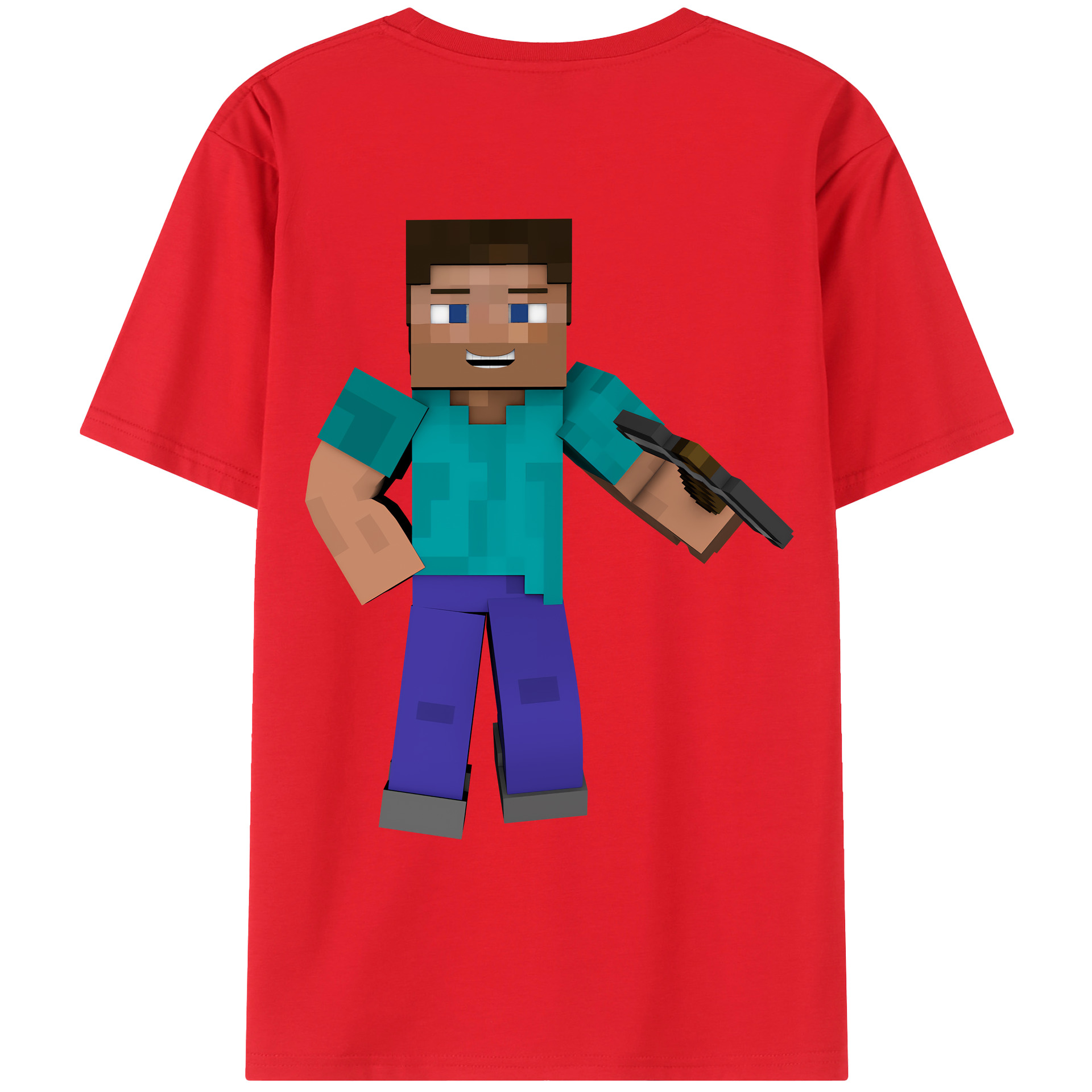 （画像用） マインクラフト ブロックの世界 Minecraft MC Block world 綿100％ メンズ半袖Tシャツ（バックプリント） 通気性