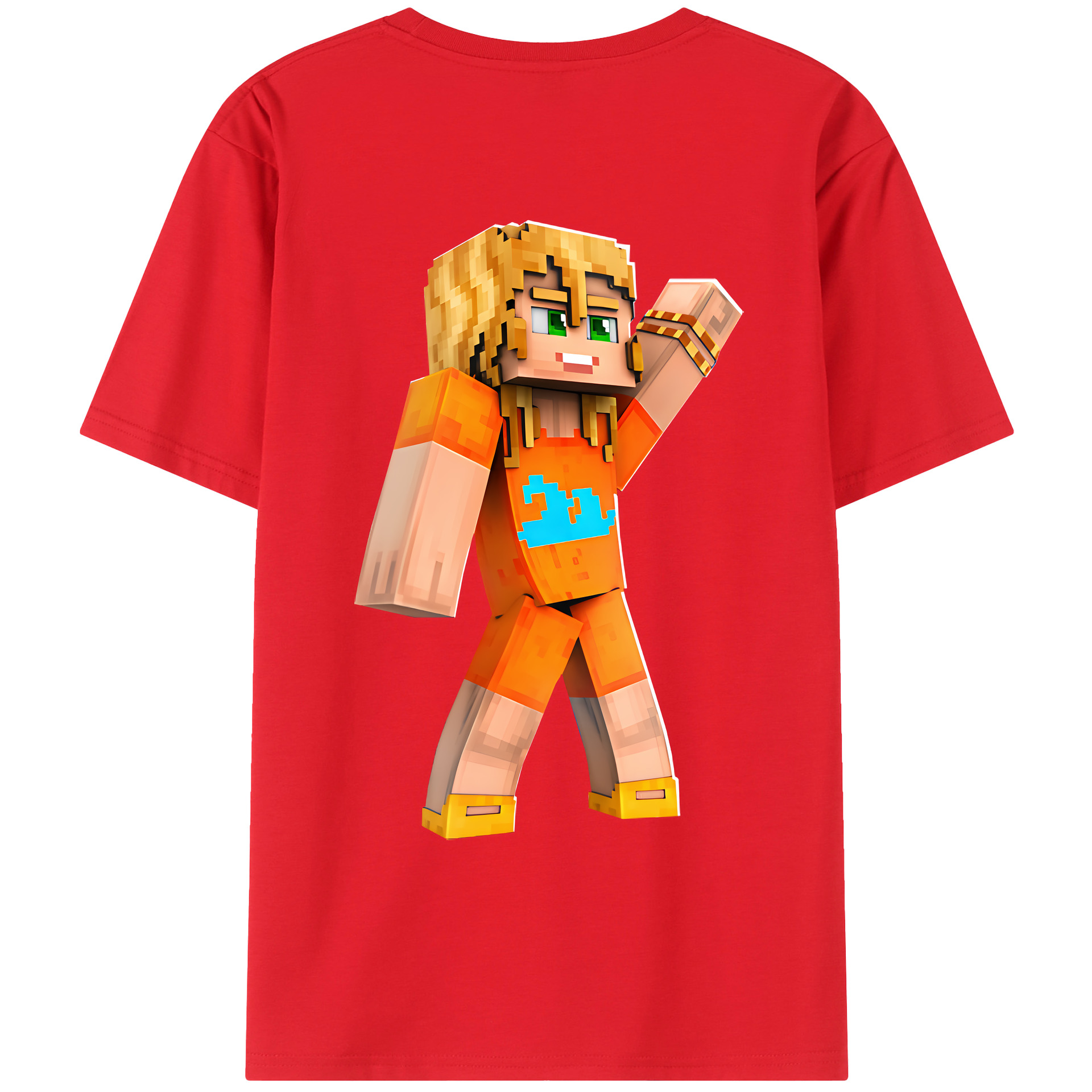 （画像用） マインクラフト ブロックの世界 Minecraft MC Block world 綿100％ メンズ半袖Tシャツ（バックプリント） 通気性