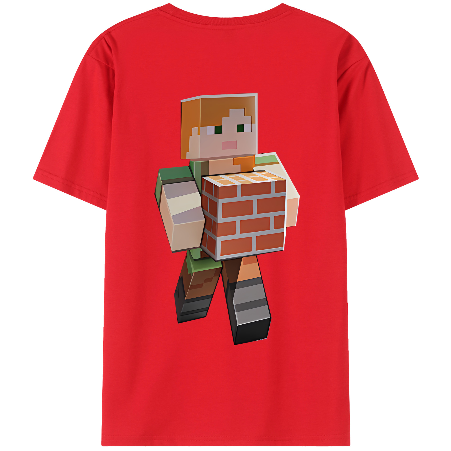 （画像用） マインクラフト ブロックの世界 Minecraft MC Block world 綿100％ メンズ半袖Tシャツ（バックプリント） 通気性