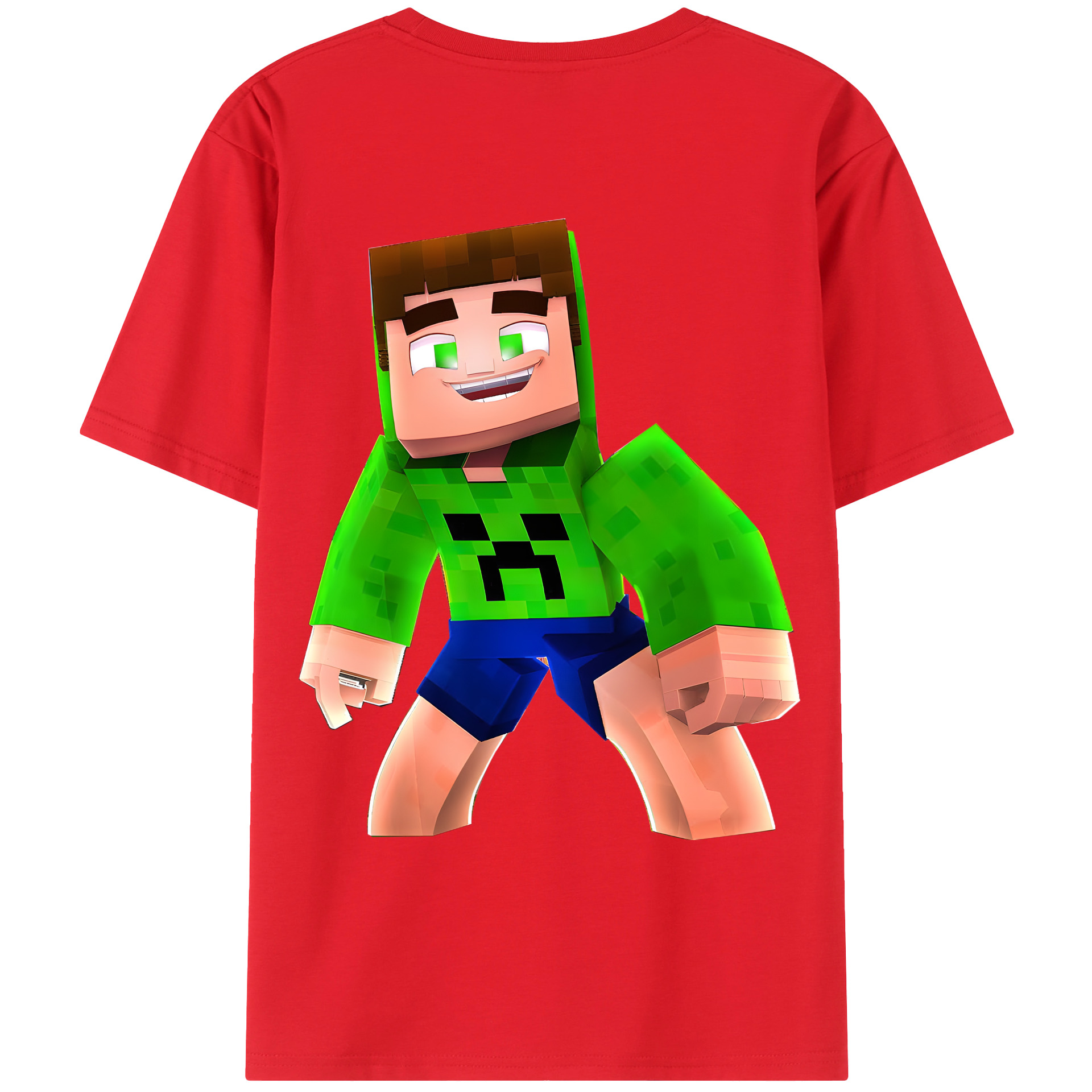 （画像用） マインクラフト ブロックの世界 Minecraft MC Block world 綿100％ メンズ半袖Tシャツ（バックプリント） 通気性