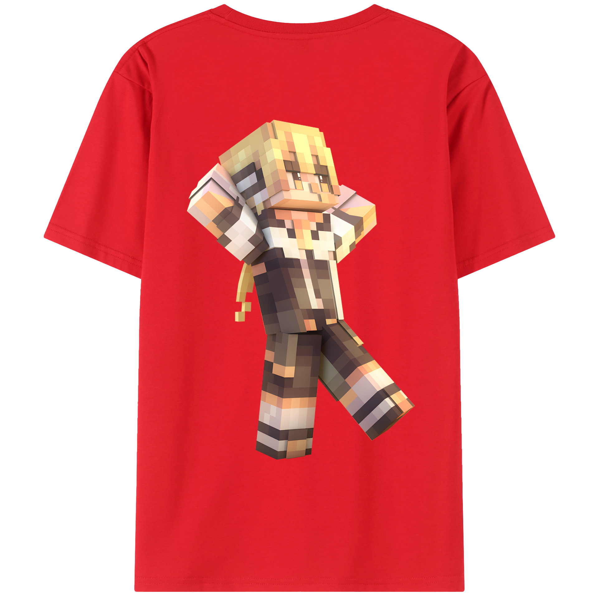 （画像用） マインクラフト ブロックの世界 Minecraft MC Block world 綿100％ メンズ半袖Tシャツ（バックプリント） 通気性