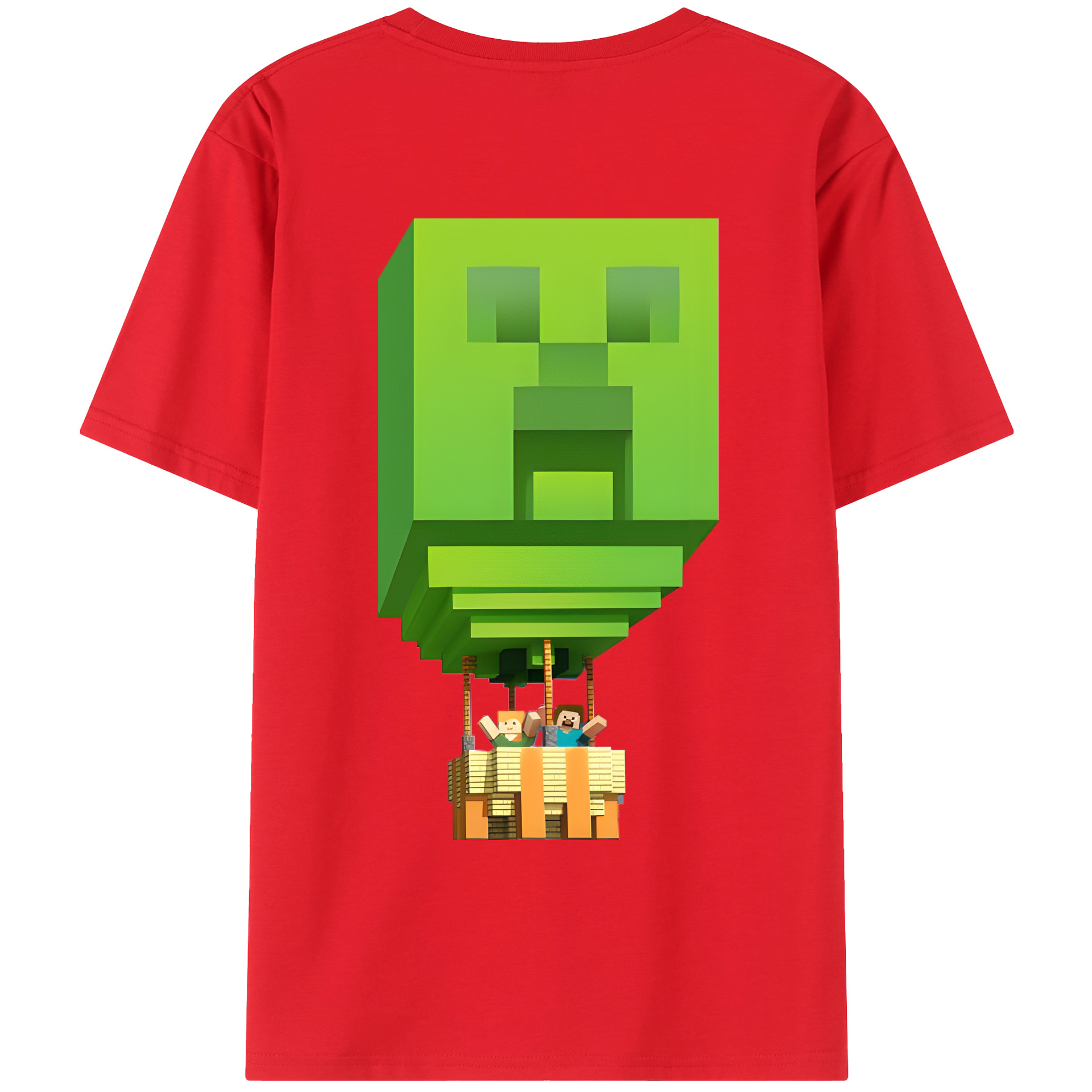 （画像用） マインクラフト ブロックの世界 Minecraft MC Block world 綿100％ メンズ半袖Tシャツ（バックプリント） 通気性