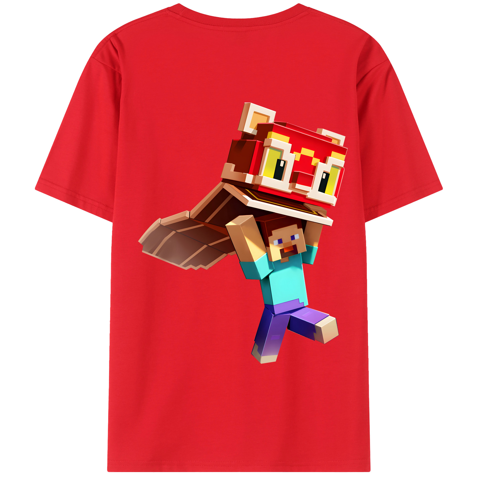 （画像用） マインクラフト ブロックの世界 Minecraft MC Block world 綿100％ メンズ半袖Tシャツ（バックプリント） 通気性