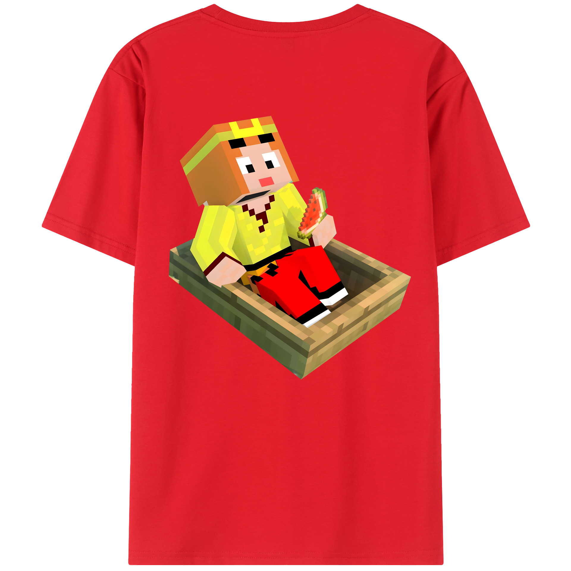 （画像用） マインクラフト ブロックの世界 Minecraft MC Block world 綿100％ メンズ半袖Tシャツ（バックプリント） 通気性