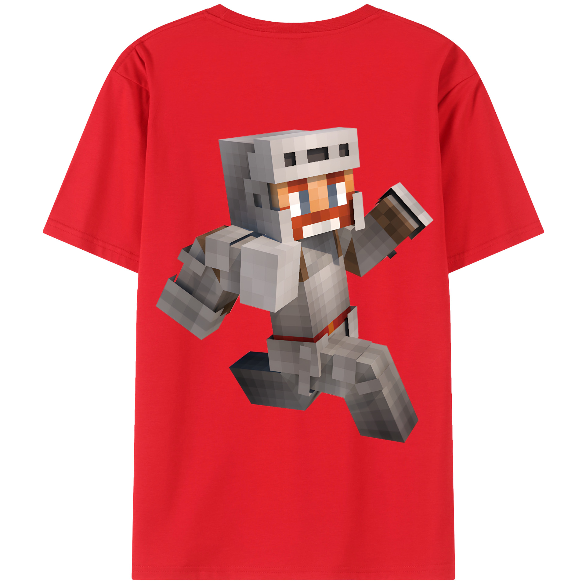 （画像用） マインクラフト ブロックの世界 Minecraft MC Block world 綿100％ メンズ半袖Tシャツ（バックプリント） 通気性