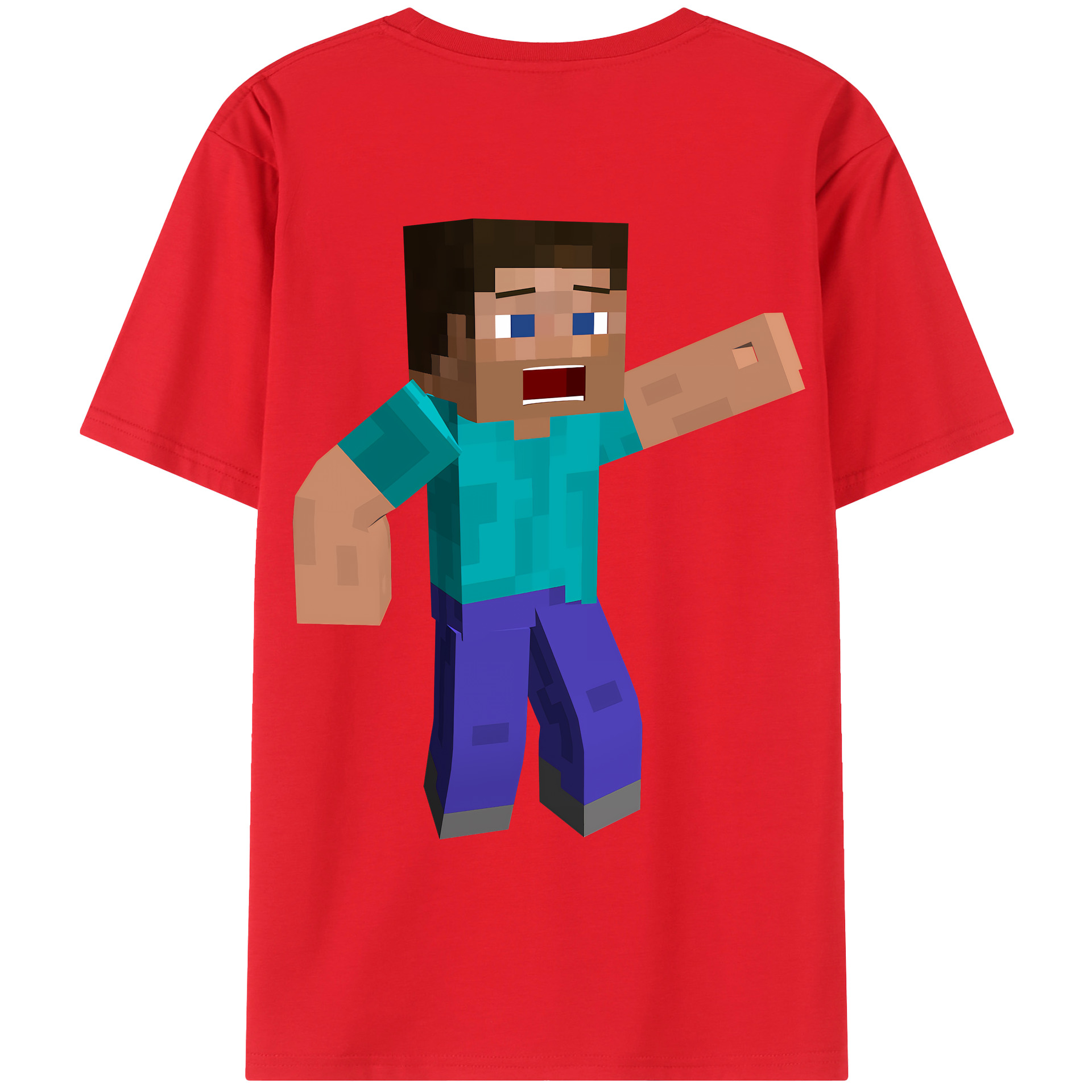 （画像用） マインクラフト ブロックの世界 Minecraft MC Block world 綿100％ メンズ半袖Tシャツ（バックプリント） 通気性