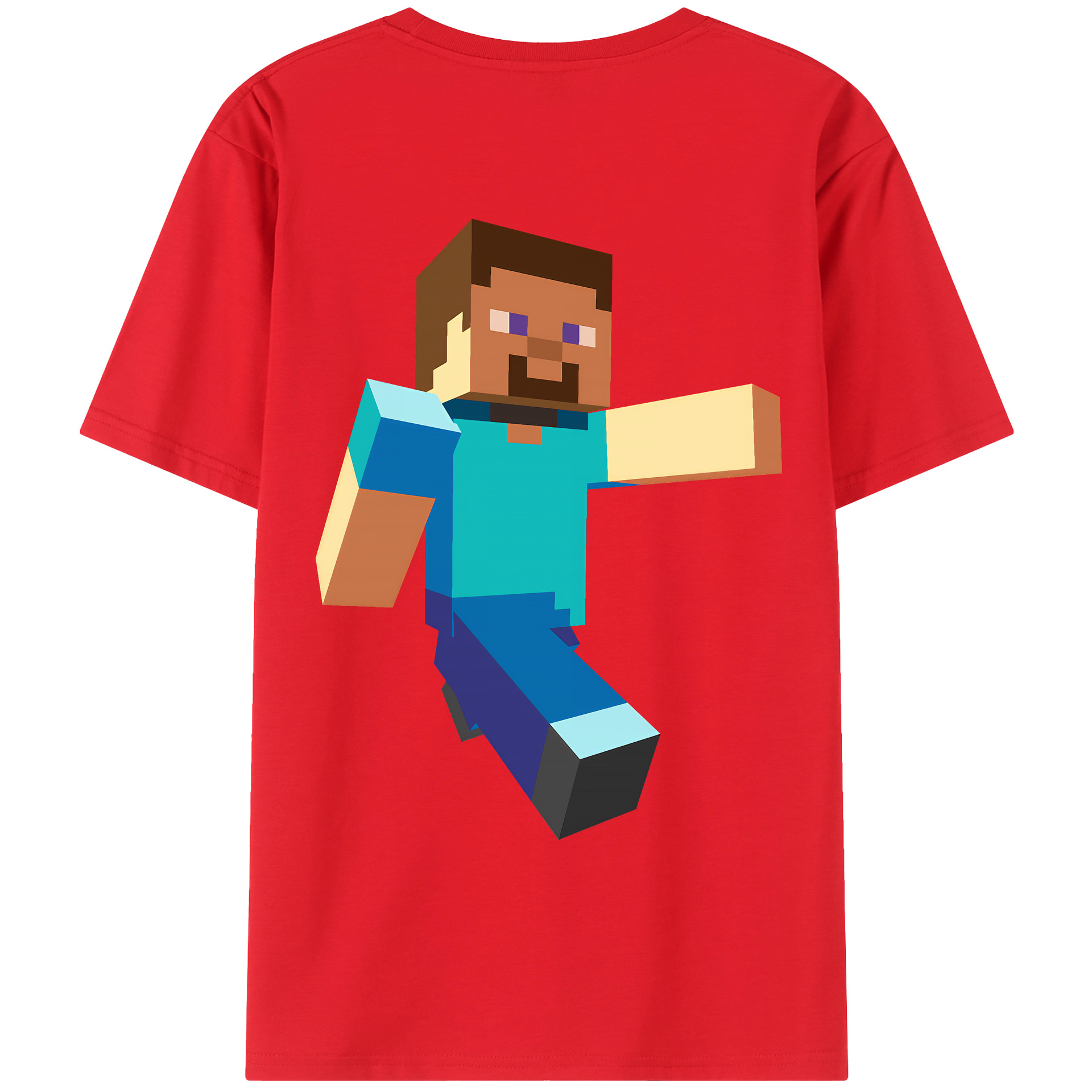 （画像用） マインクラフト ブロックの世界 Minecraft MC Block world 綿100％ メンズ半袖Tシャツ（バックプリント） 通気性