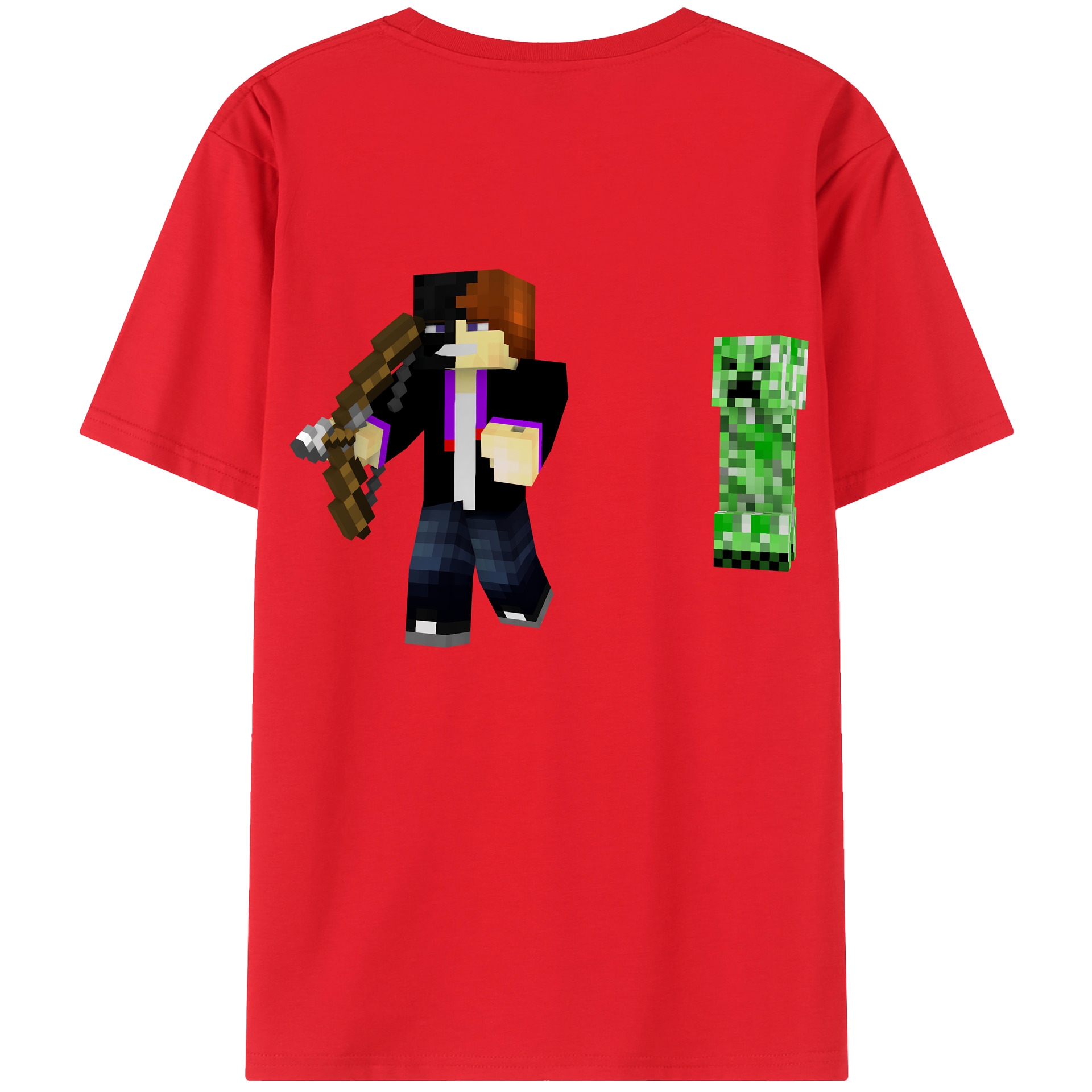 （画像用） マインクラフト ブロックの世界 Minecraft MC Block world 綿100％ メンズ半袖Tシャツ（バックプリント） 通気性