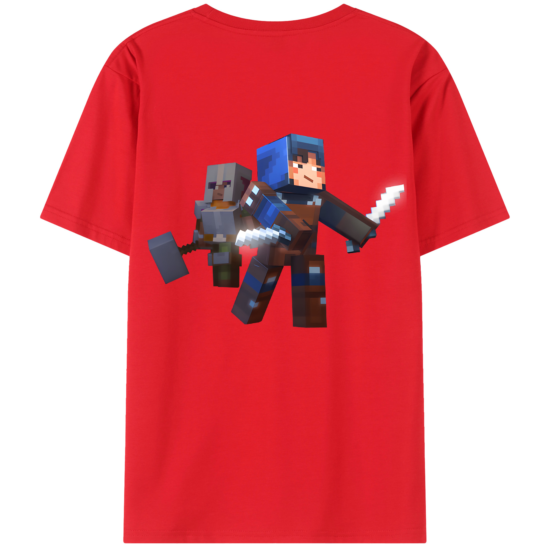 （画像用） マインクラフト ブロックの世界 Minecraft MC Block world 綿100％ メンズ半袖Tシャツ（バックプリント） 通気性
