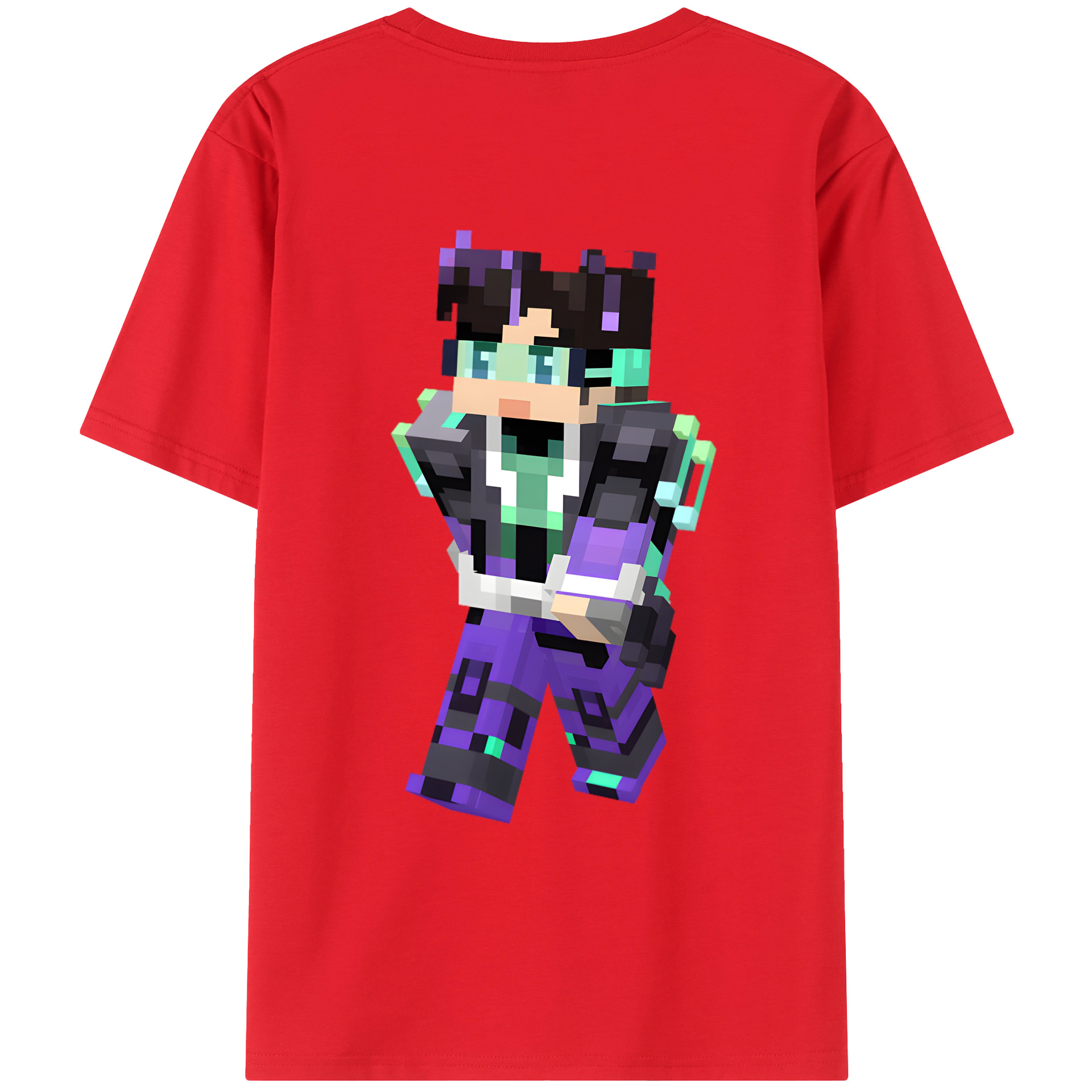 （画像用） マインクラフト ブロックの世界 Minecraft MC Block world 綿100％ メンズ半袖Tシャツ（バックプリント） 通気性